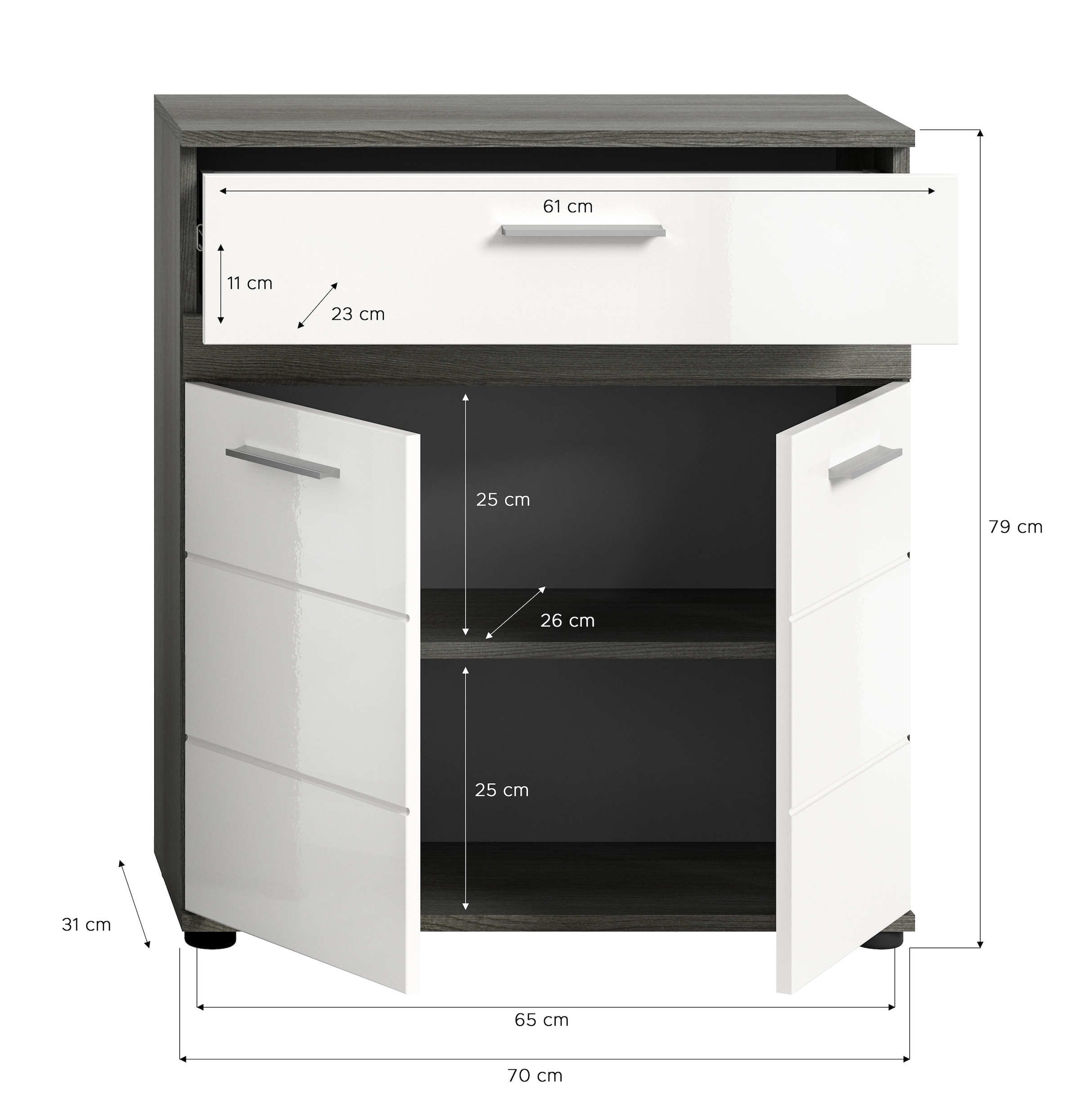welltime Badmöbel-Set »LUCCA, 3-teilig, TOPSELLER!, hochwertige MDF Front«, (Set, 3 St., best. aus: Waschbeckenunterschrank, Spiegelschrank und Midischrank), Badkombination, Bad-Möbel, Badezimmer, Kombination, Kombi