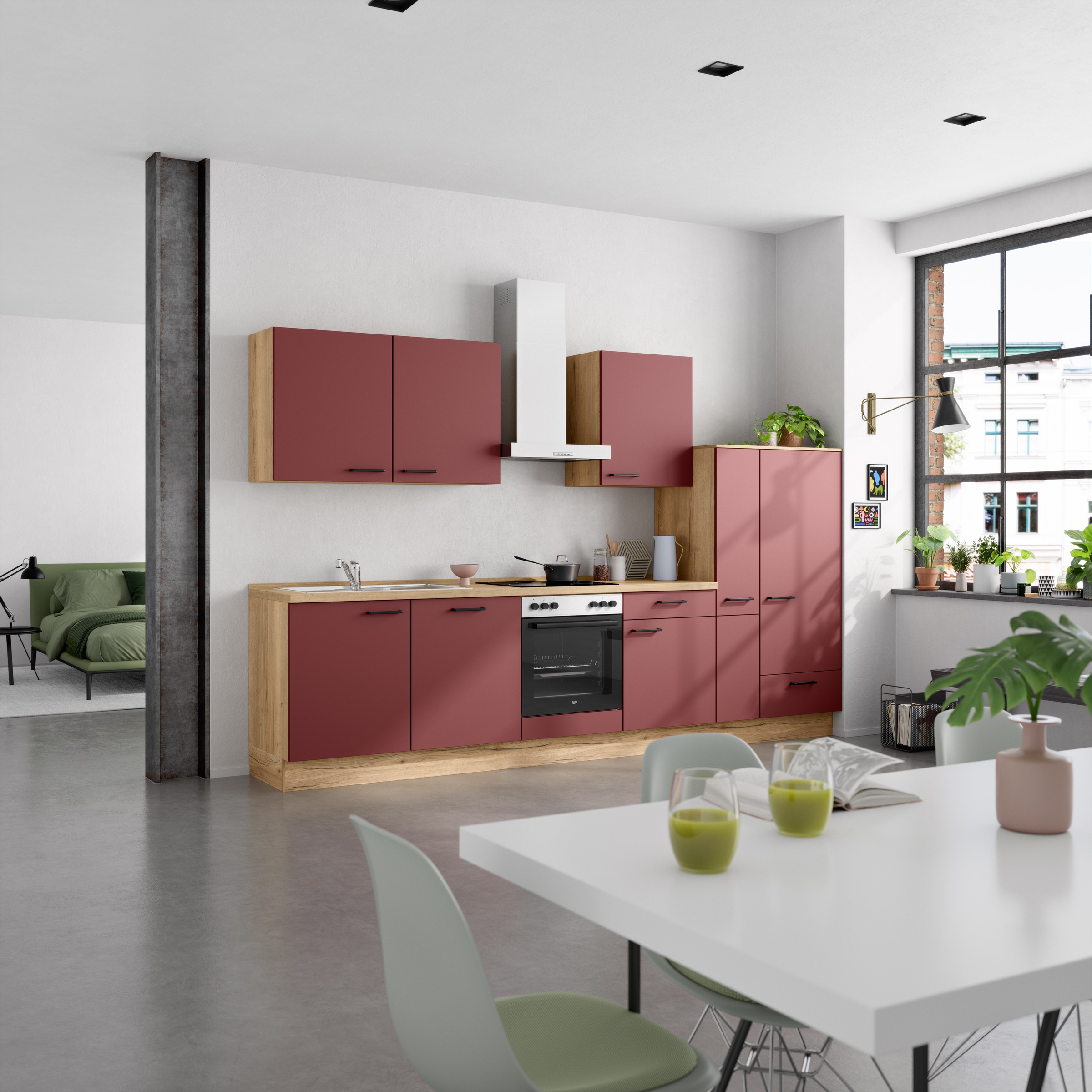 nobilia® Küchenzeile »"Easytouch I"«, vormontiert, Ausrichtung wählbar, Breite 330 cm, wahlw. mit E-Geräten