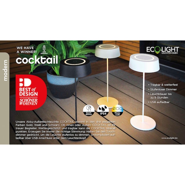 ECO-LIGHT LED Tischleuchte »COCKTAIL«, SCHÖNER WOHNEN DESIGN AWARD online  kaufen
