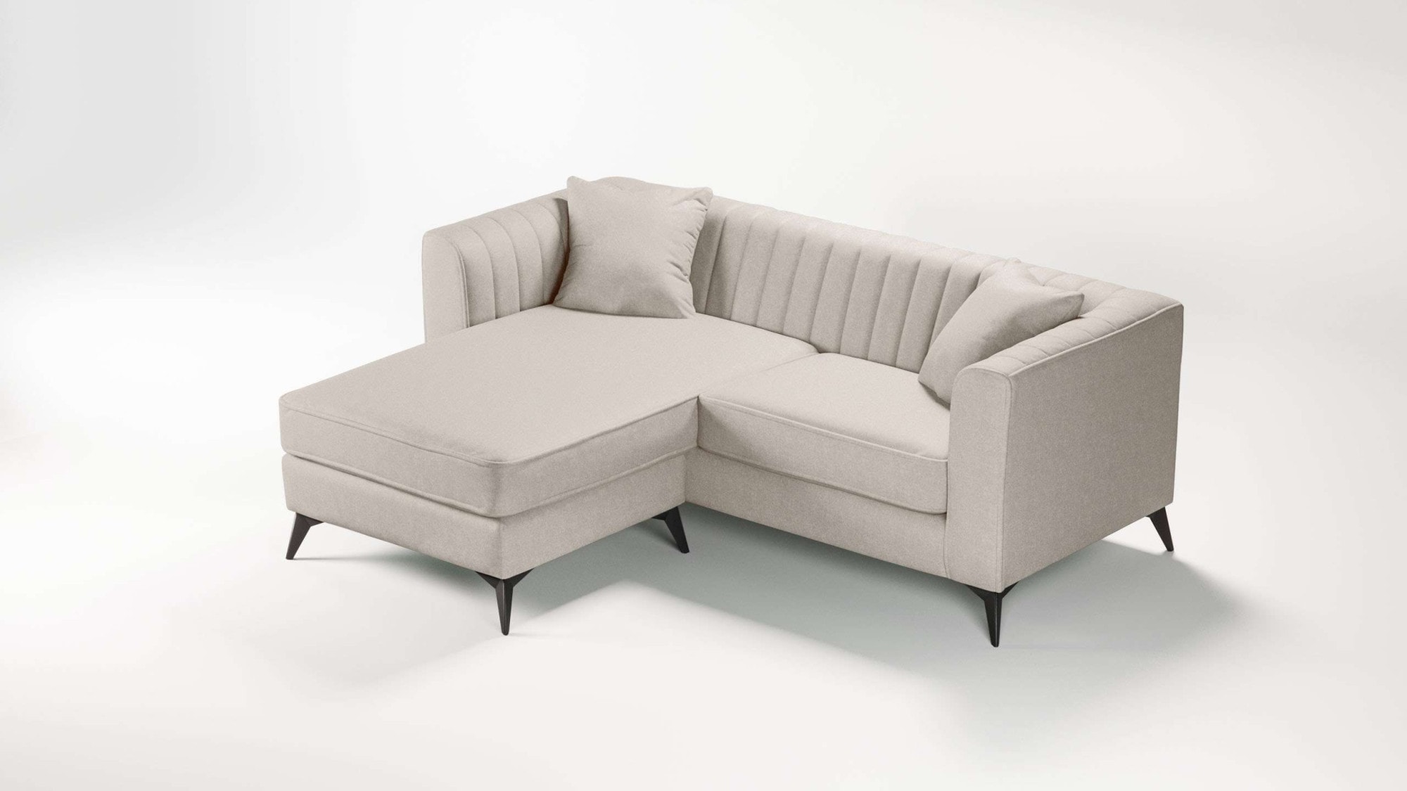 Home affaire Ecksofa »MATTHEW L-Form ideal für kleine Räume, Maße B/T/H: 201/162/74 cm« elegantes Designsofa, feine Steppung im Rücken, incl. Zierkissen