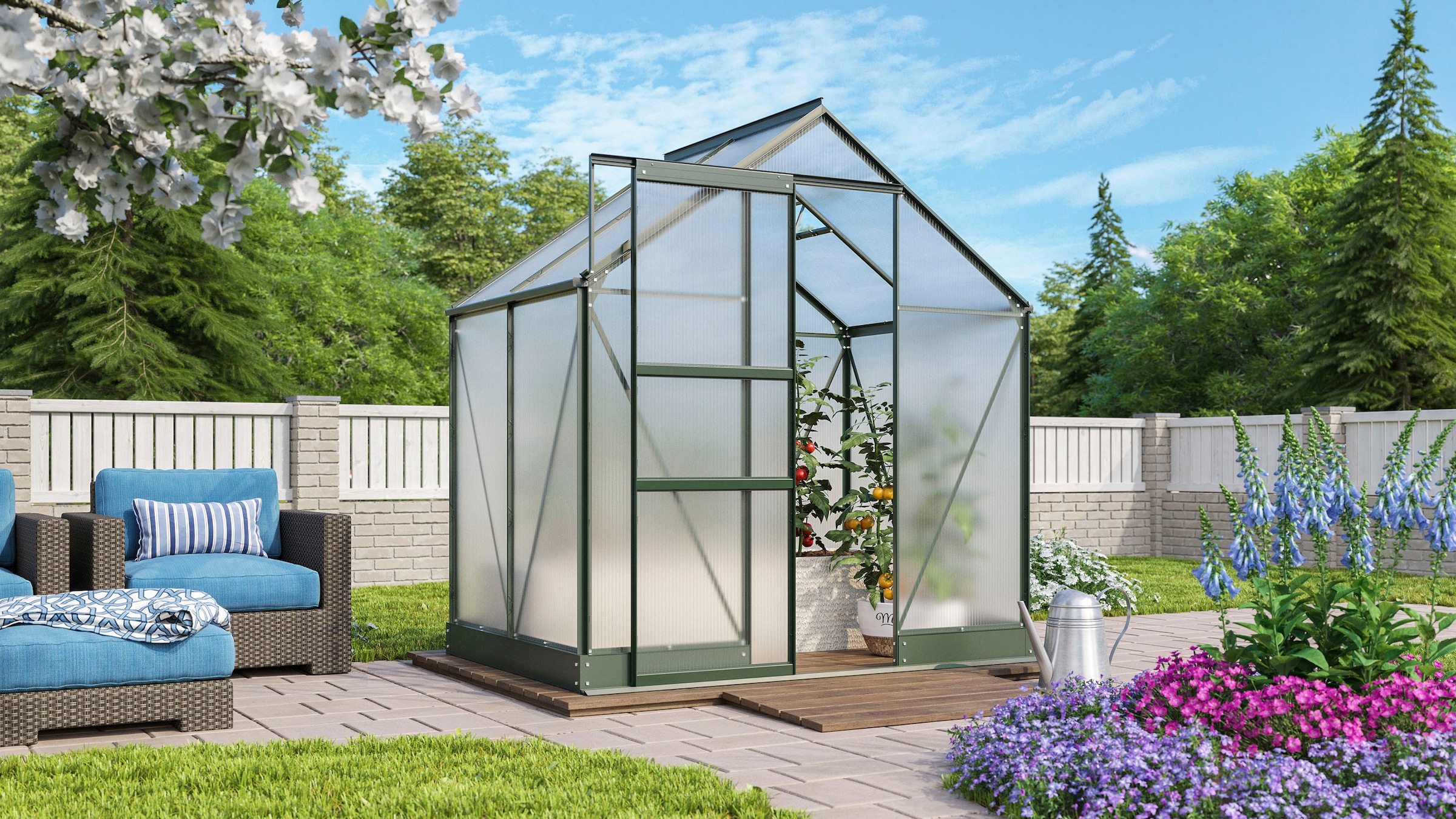 Vitavia Gewächshaus »Apollo 2500« Alu-Profile, Stahlfundamentrahmen, 4 mm Hohlkammerplatten