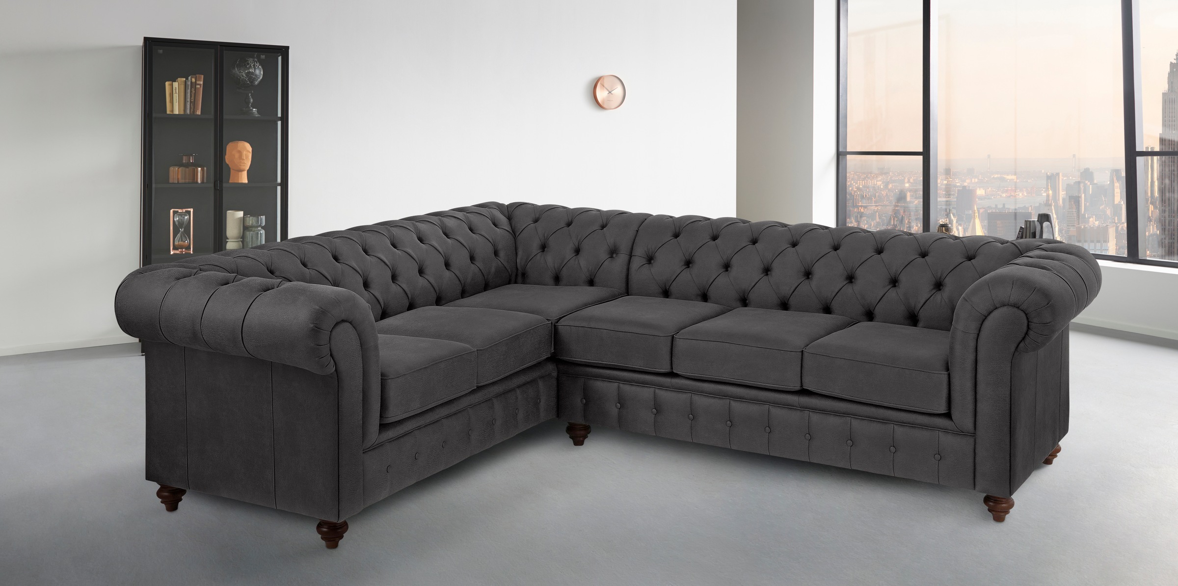 Home affaire Chesterfield-Sofa »Chesterfield Ecksofa, auch in Leder L-Form«, hochwertige Knopfheftung, langer Schenkel links oder rechts wählbar