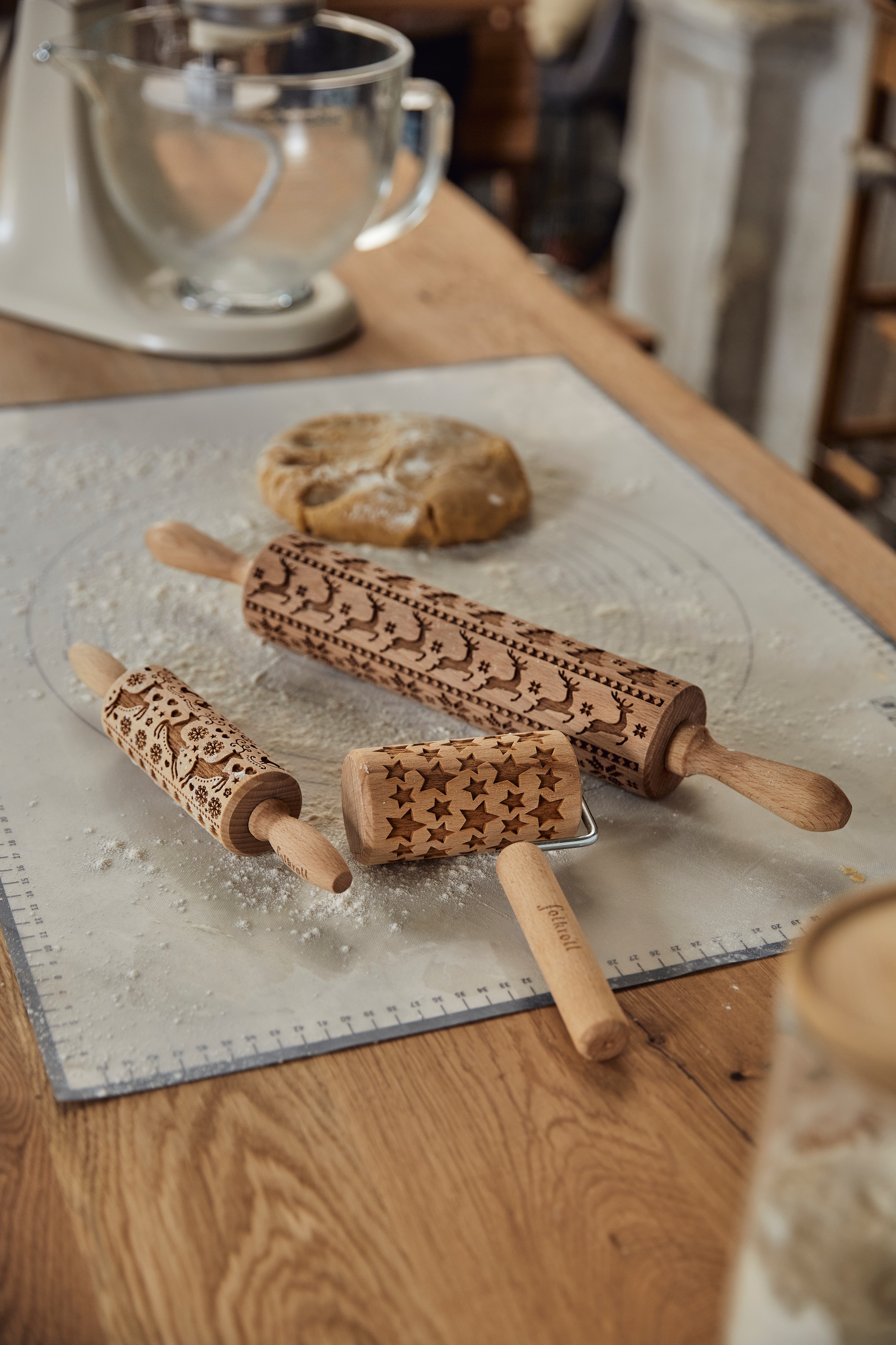 folkroll Teigroller »3D-Motiv-Teigrolle« Skandinavien Weihnacht