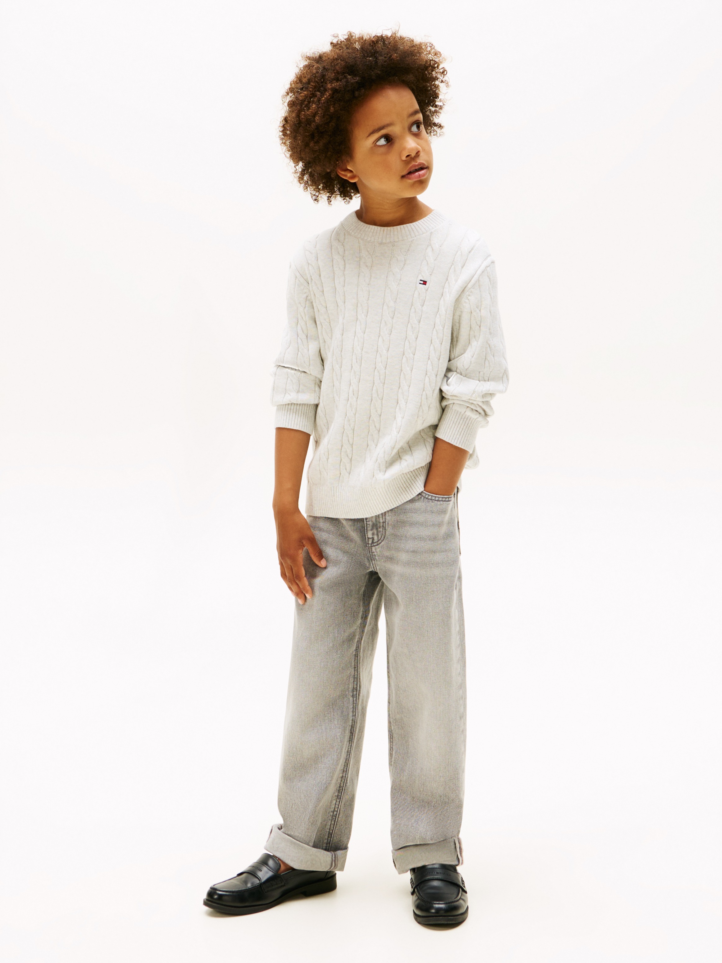 Tommy Hilfiger Strickpullover »COTTON CABLE SWEATER«, für Kinder bis 16 Jahre, mit Zopfmuster