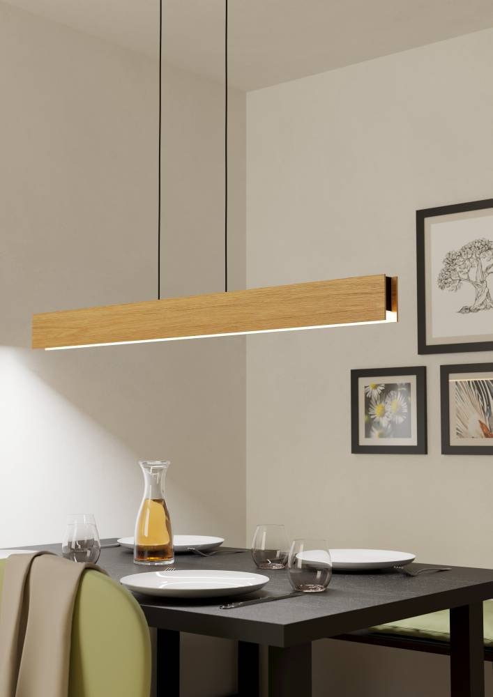 EGLO Hängeleuchte »ANCHORENA-Z Hängelampe, Holz, ZigBee 3.0, Disco-Modus, Pendelleuchte« LED-Modul 1 Stk. Farbwechsler Timer, App / Sprachsteuerung Alexa, 123x5,5x110cm, exkl. Fernbedienung