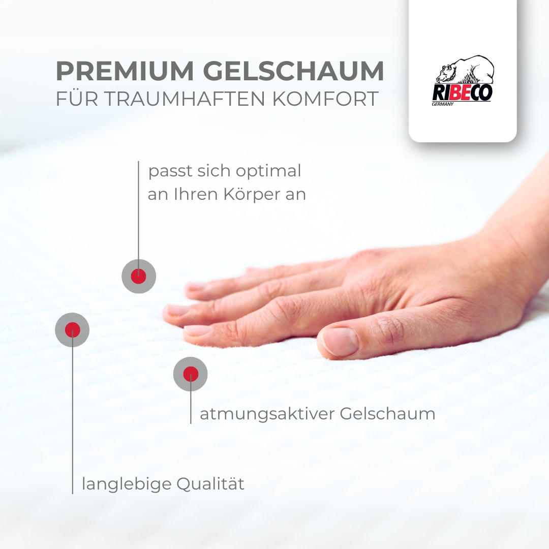 RIBECO Topper »Aaron MINI, Topper 90x200 cm,140x200, 180x200 cm & mehr« Matratze, Boxspringbett geeignet, ergonomisch, Made in EU, RG 40