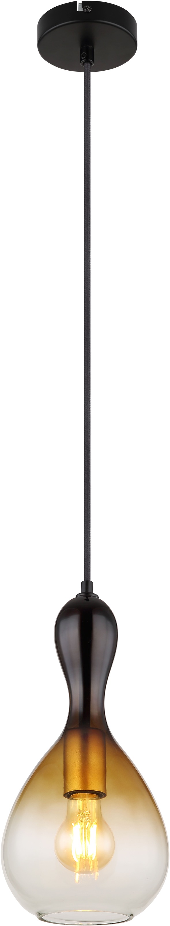 GLOBO LIGHTING Hängeleuchte »ALADDIN« E27 1 Stk. Pendelleuchte/goldfarben/Glas rauchfarben/amber/Höhe kürzbar