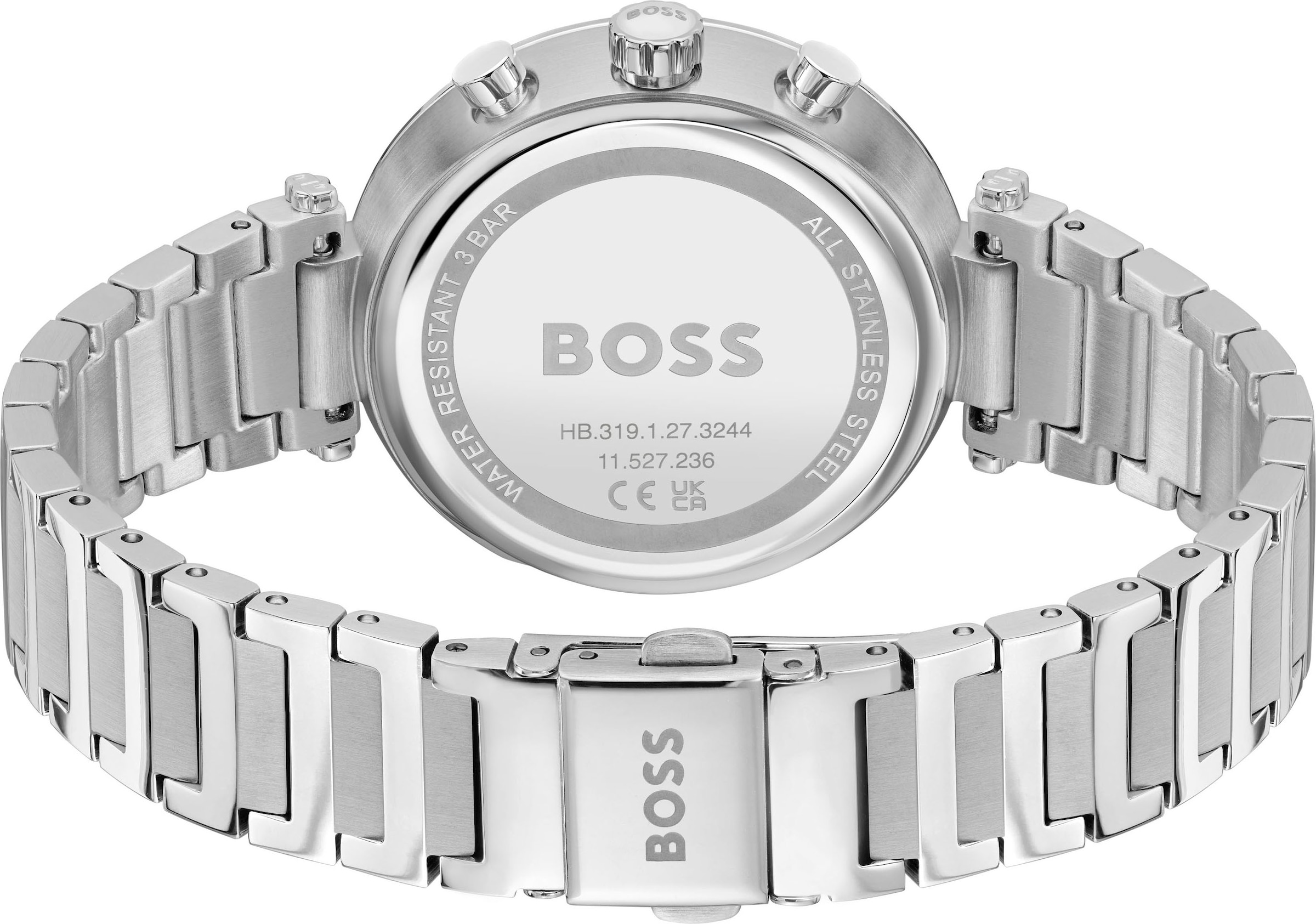 BOSS Multifunktionsuhr »MAJESTY SPORT«, Quarzuhr, Armbanduhr, Damenuhr, Edelstahlarmband, analog