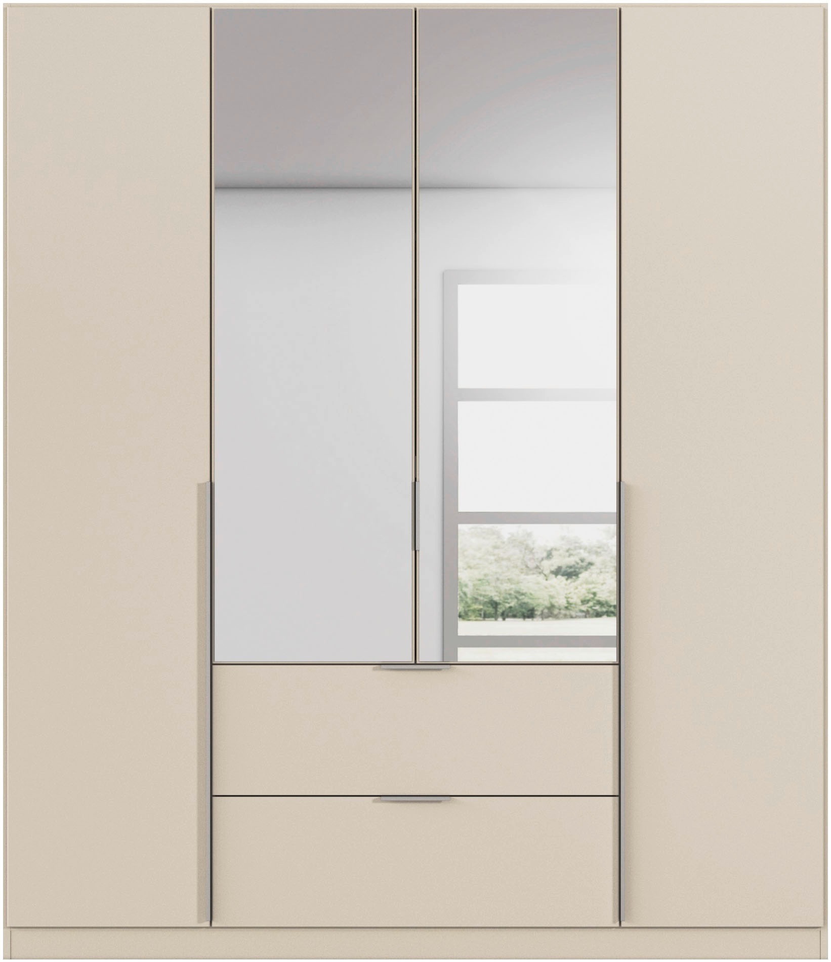 rauch Drehtürenschrank »Kleiderschrank Schrank Garderobe AGORDO mit Dekor- oder Hochglanzfront«, (in zwei Griff-Farben mit Dekor- oder Hochglanzfront), mit Außenschubkästen, in 6 Breiten und 2 Höhen MADE IN GERMANY