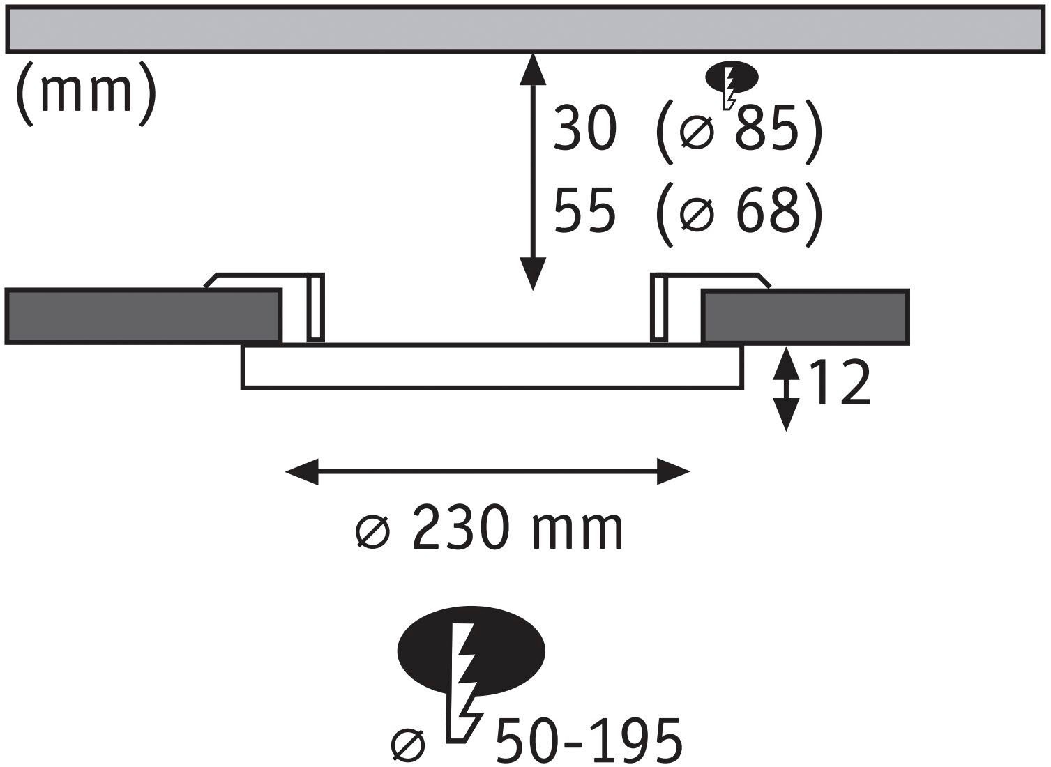 Paulmann LED Bad-Einbauleuchte »Areo«, Schutzart IP44, 3-Stufen-dimmbar, Ø 23 cm, inkl. LED Leuchtmittel