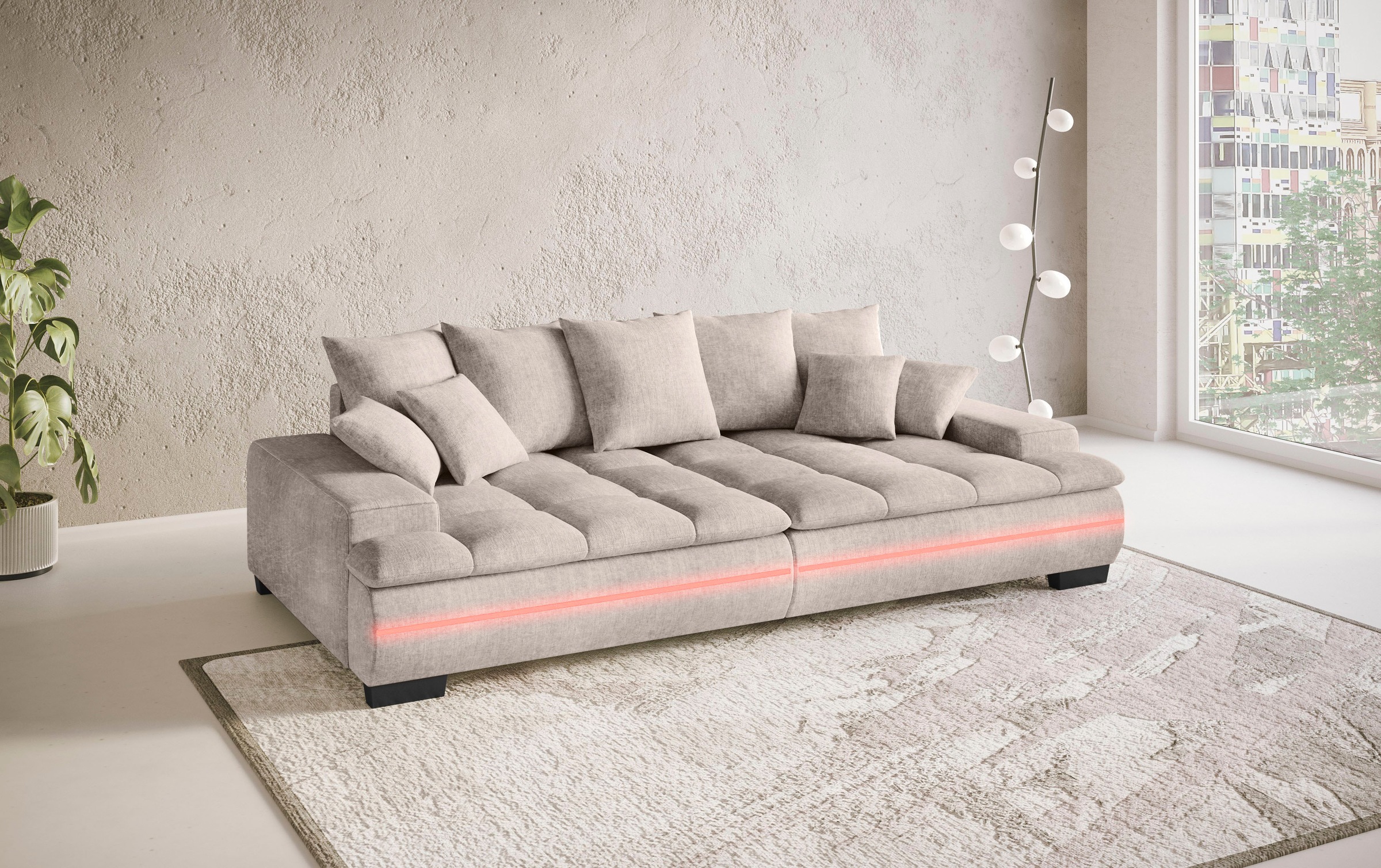Mr. Couch Big-Sofa »Haiti II RGB-LED«, RGB-LED Beleuchtung, mit Handwerklich gearbeiteter Komfort-Steppung