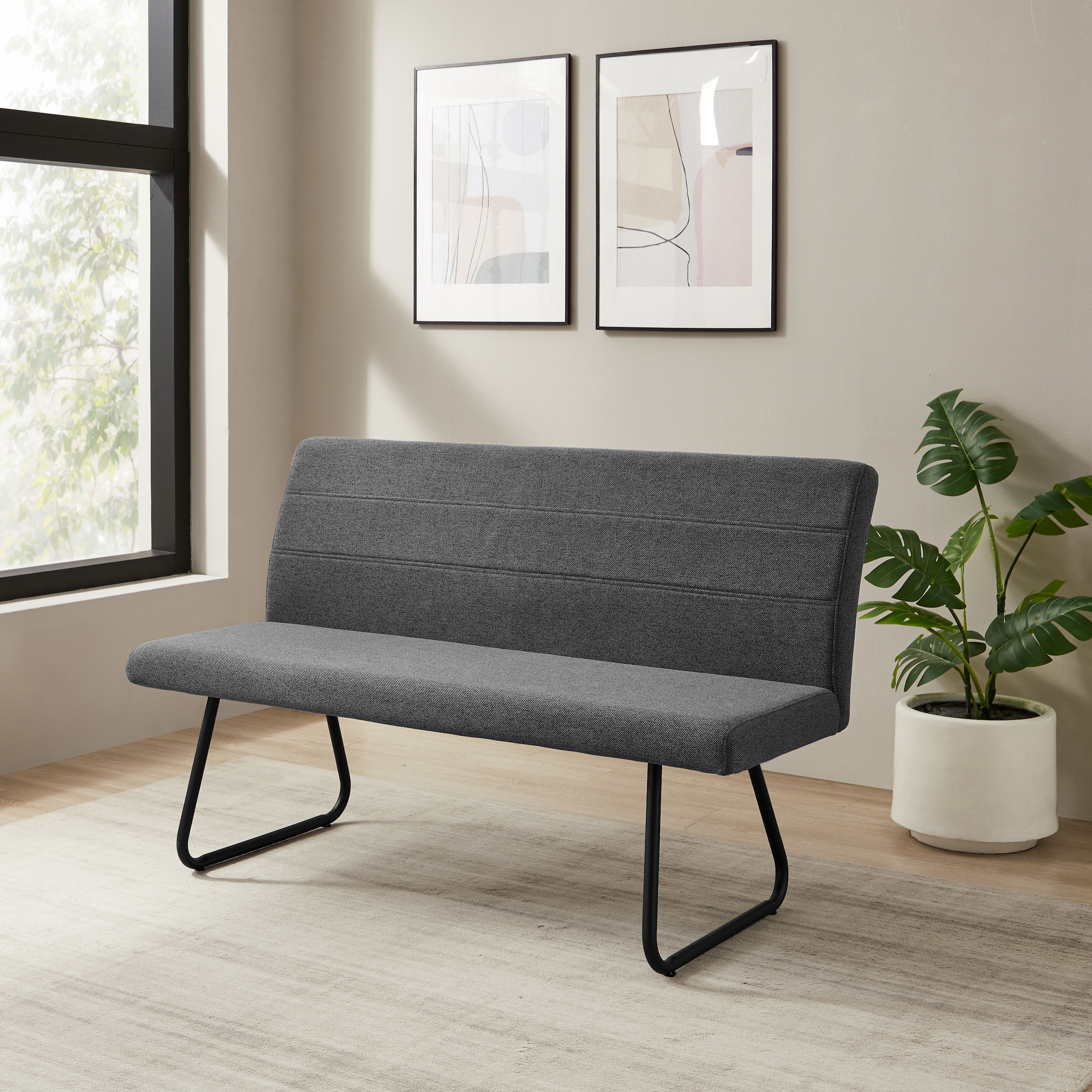 OTTO home Bank »Blee« pflegeleichter Strukturstoff, Metallgestell, verstellbaren Justierfüße