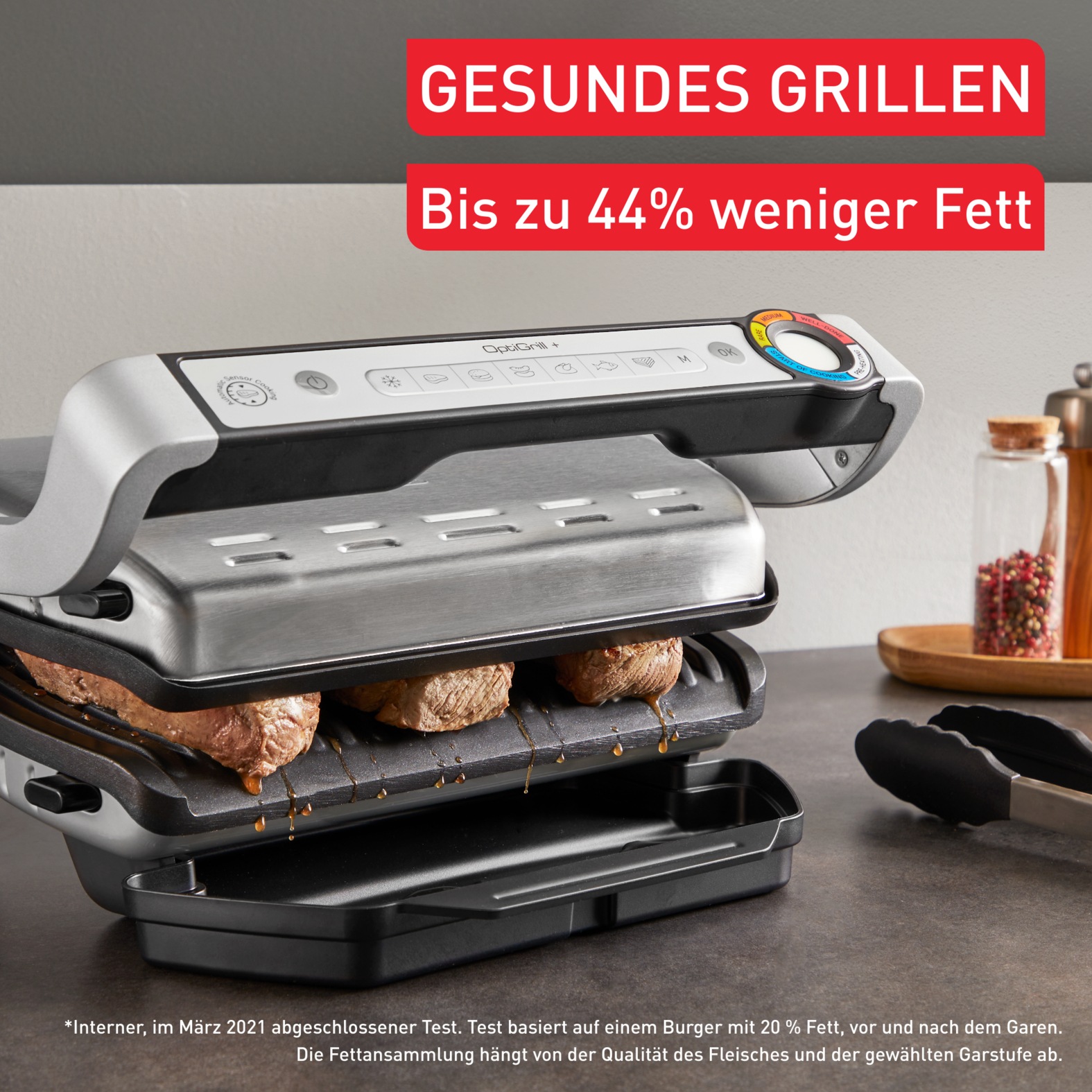 Tefal Kontaktgrill »OptiGrill+, erneuerte Kochstufenanzeige, 6 automatische Programme«, 2000 W, spülmaschinengeeignete Platten, mit Abschaltautomatik, GC717D