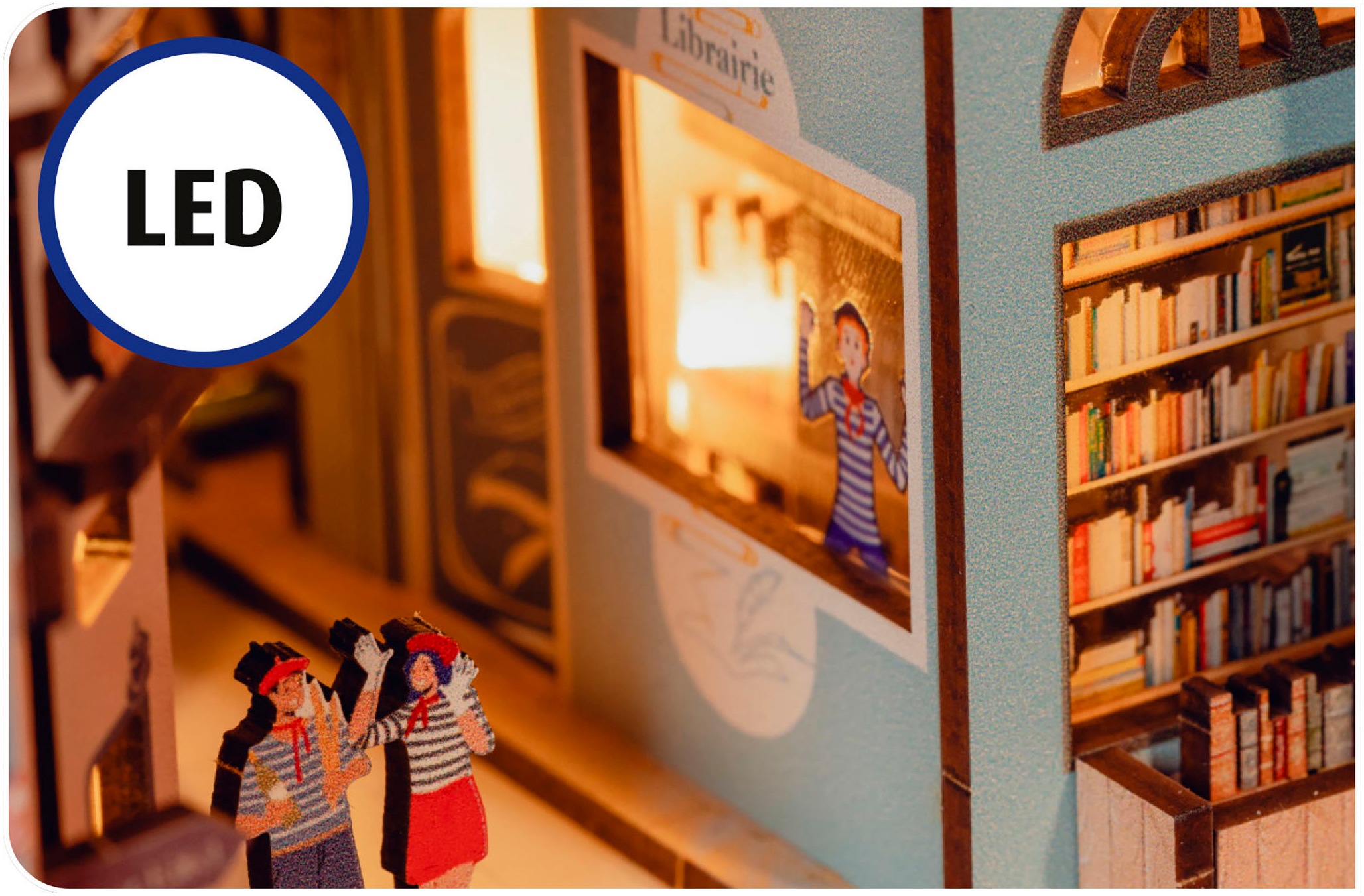 Revell® 3D-Puzzle »Book Nook, Tiny Adventures Paris«, Buchstütze; mit LED-Beleuchtung