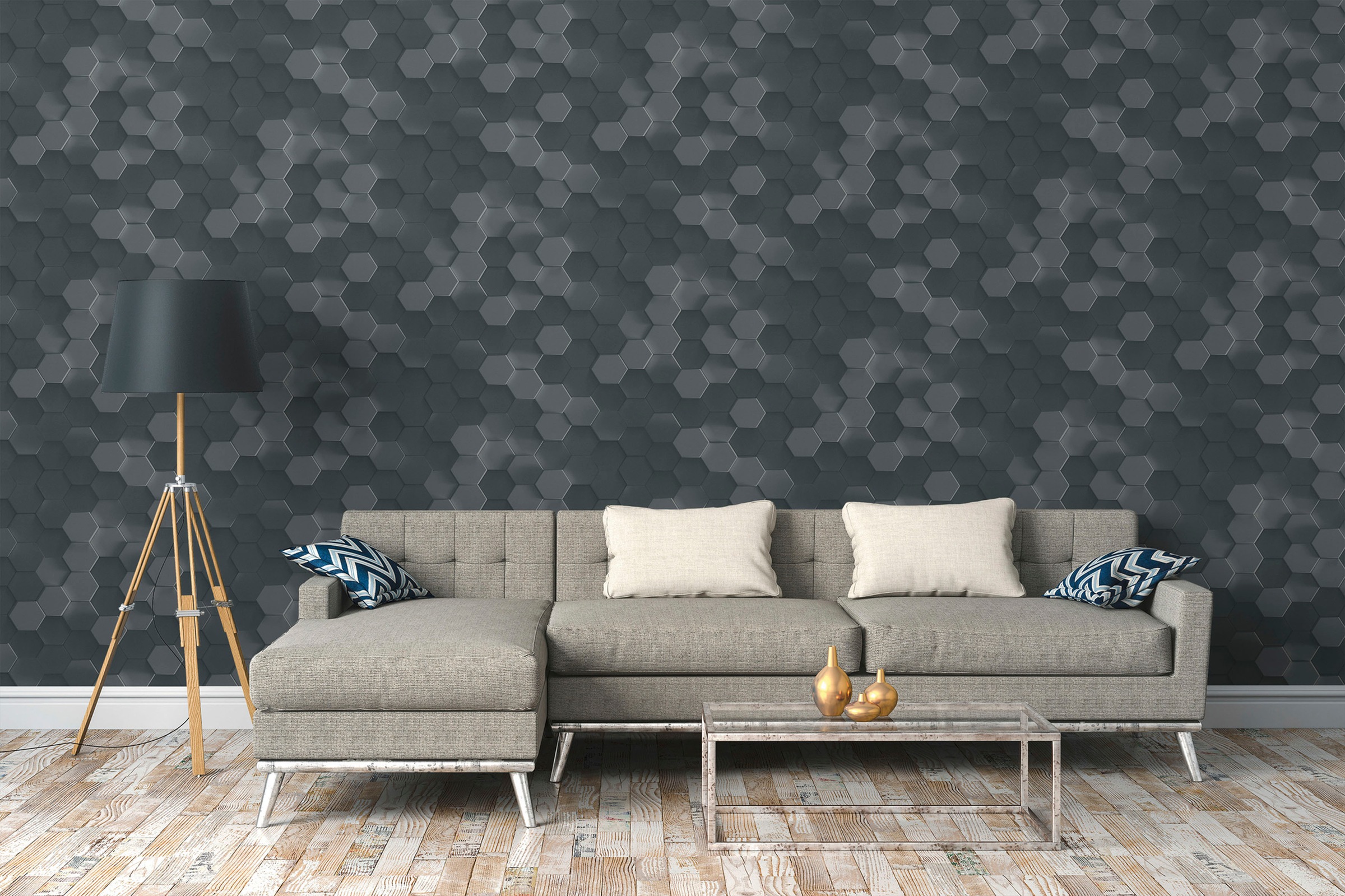 A.S. Création Vliestapete »PintWalls 3D Wabenmuster Hexagon« gemustert | matt | neutral glatt 3D Tapete Grafiktapete Tapete Wabenmuster Tapeten Wohnzimmer modern