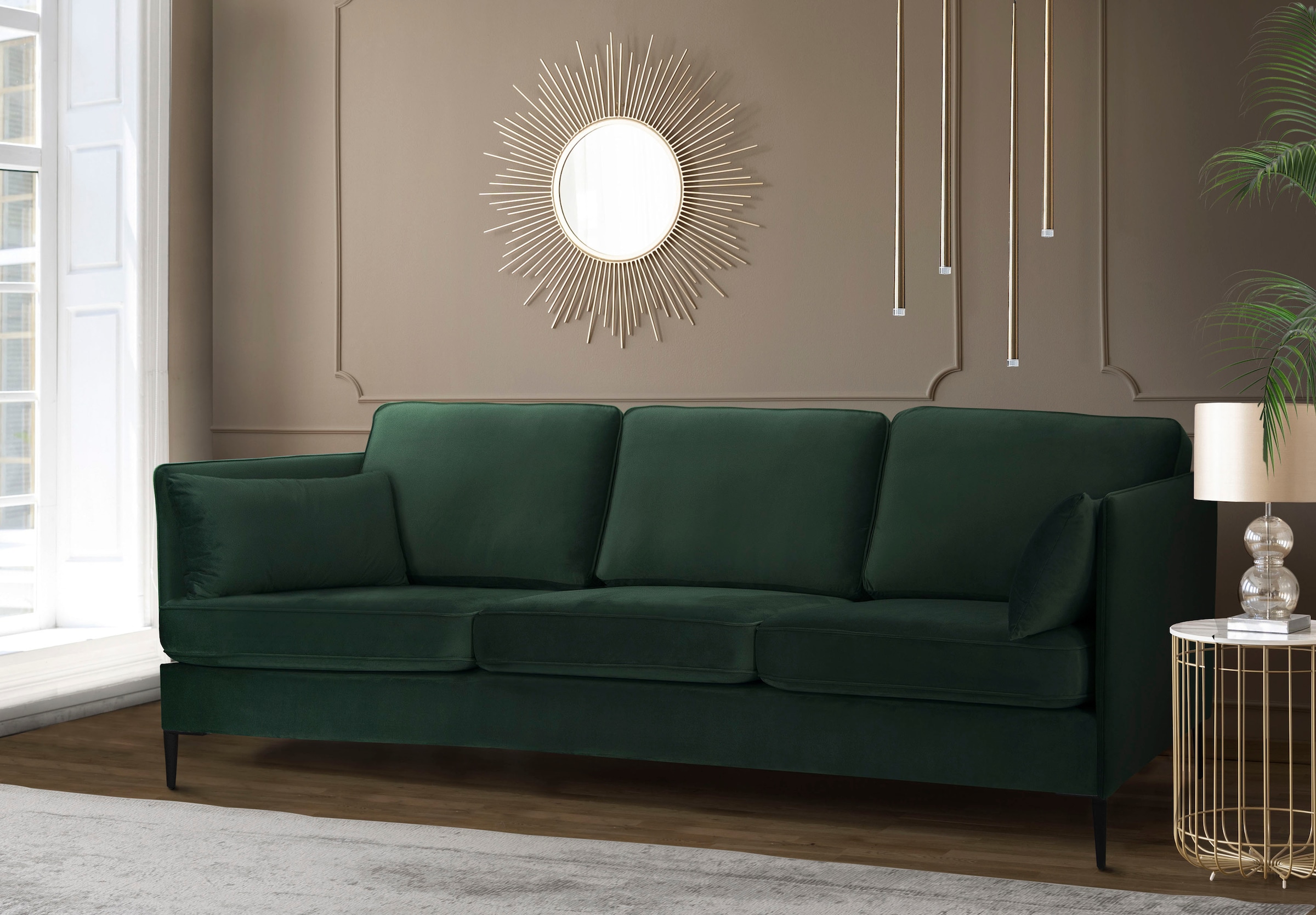 Home affaire 3-Sitzer »Light« inklusive loser Zierkissen, mit schmalen Arml günstig online kaufen