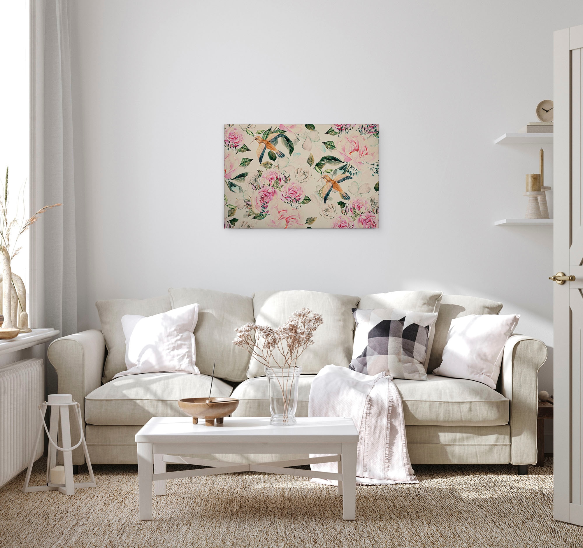 A.S. Création Leinwandbild »Paradise«, Kunst-Blumen-Kinder, (1 St.), Landhaus Keilrahmen Blumen Rosen Blümchen Leinwand-Bild Wohnzimmer