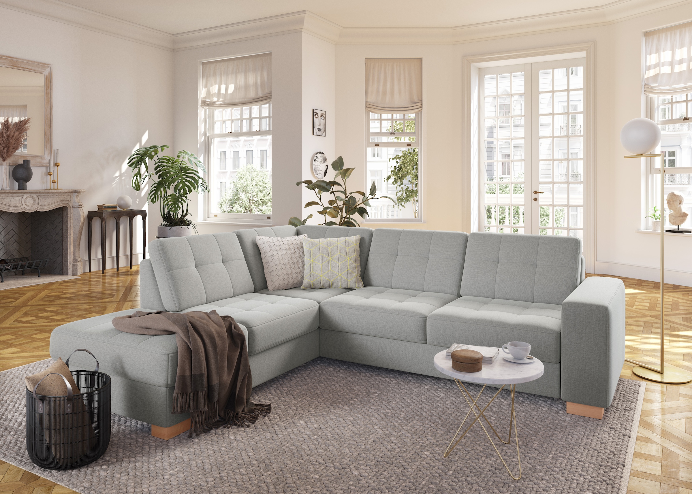 sit&more Ecksofa »Quincy L-Form«, wahlweise mit Bettfunktion und Bettkasten