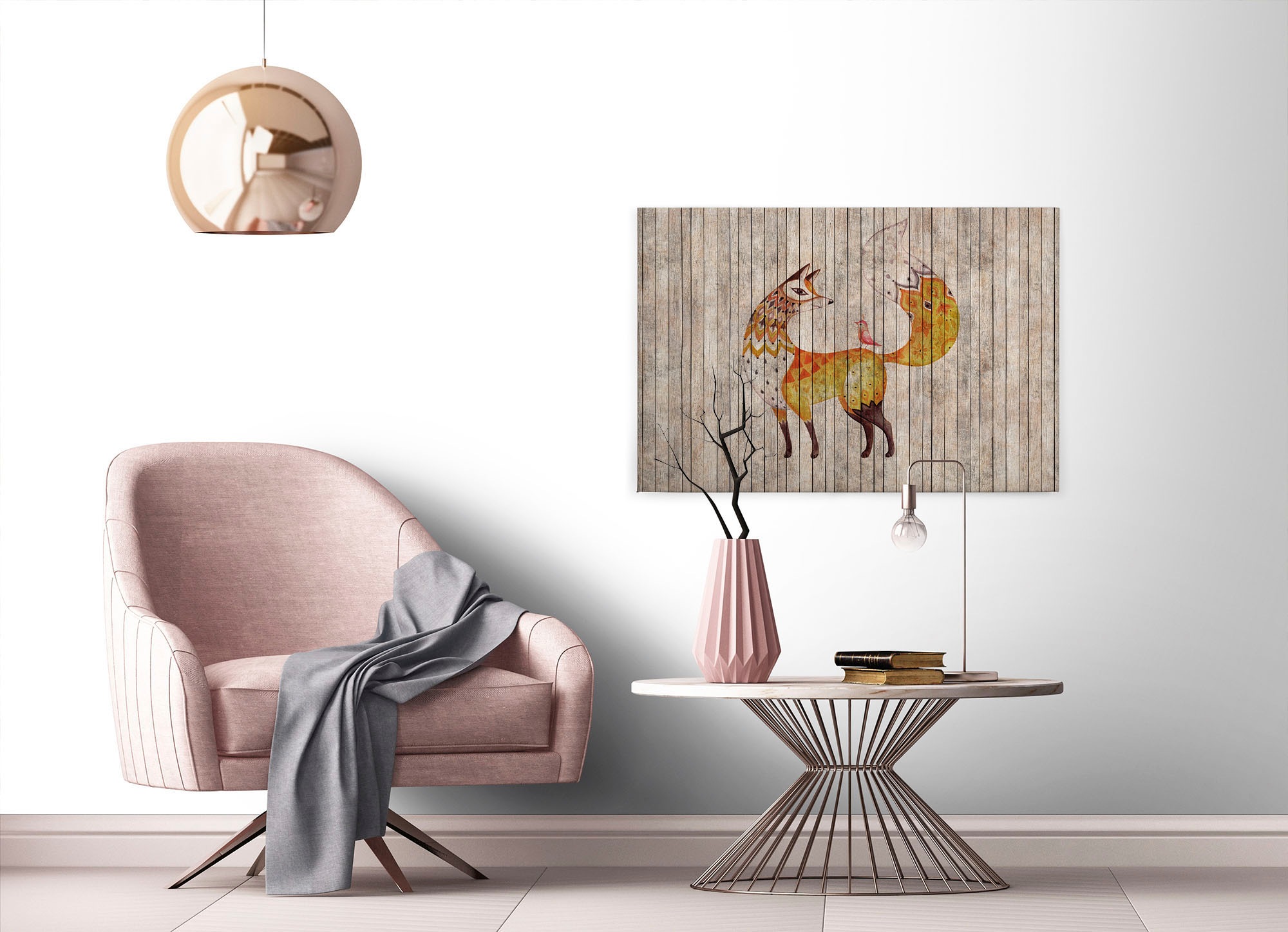 A.S. Création Leinwandbild »fairy tale«, Kunst-Tiere-Kinder, (1 St.), Keilrahmen Bild Holzoptik Tiere Leinwand-Bild Wohnzimmer modern Kinder
