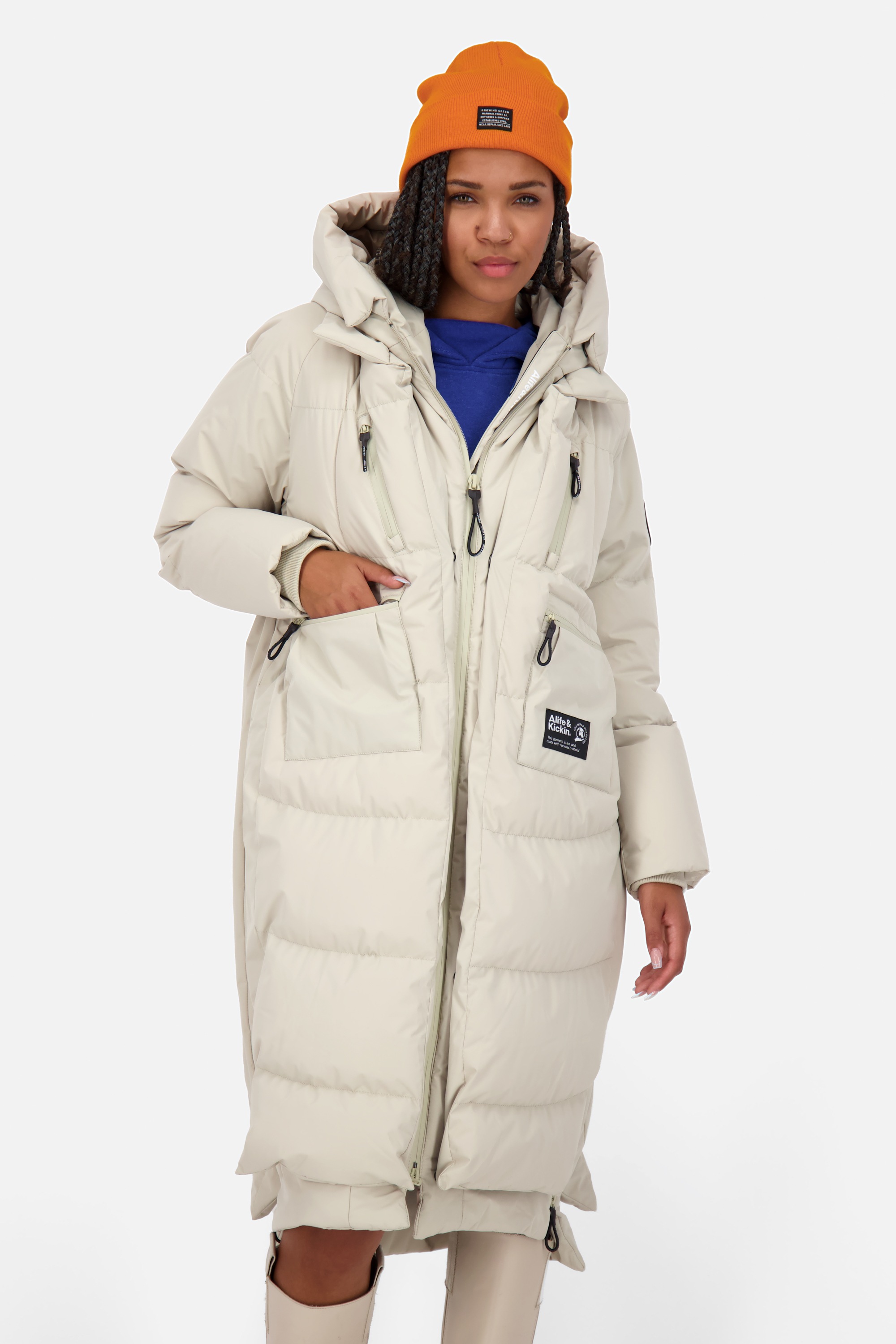 Alife & Kickin Winterjacke »Damen RihannaAK A«, mit Kapuze, Langer, warmer Wintermantel mit großer Kapuze und Fleece Innenfutter