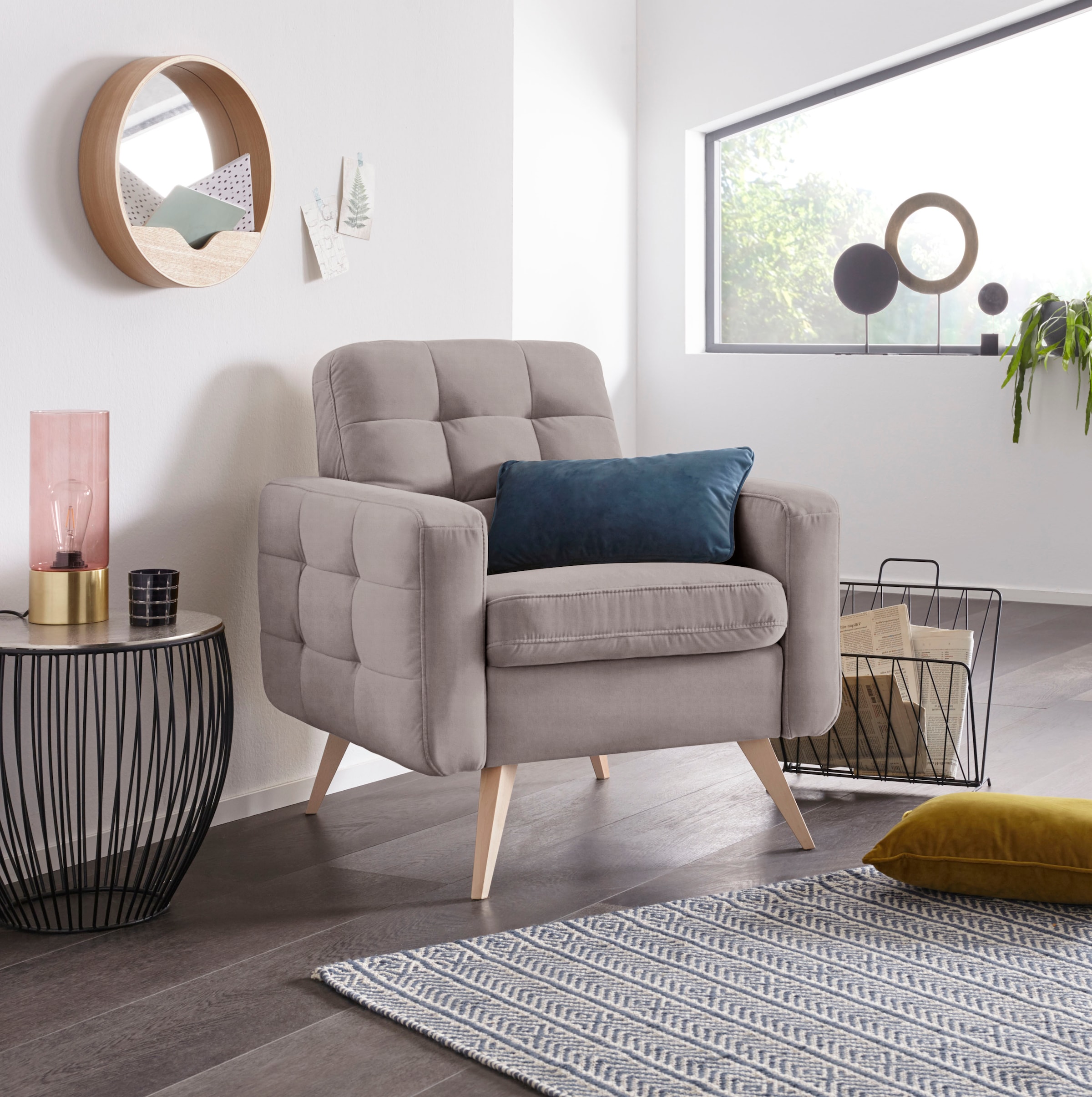exxpo - sofa fashion Sessel »Nappa, Loungesessel, aktuelle Rückensteppung, günstig online kaufen