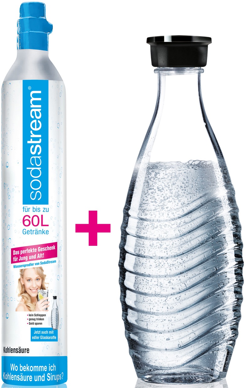 SodaStream Wassersprudler Reservepack mit 1x CO2-Zylinder und 1x 0,6 L Glas günstig online kaufen