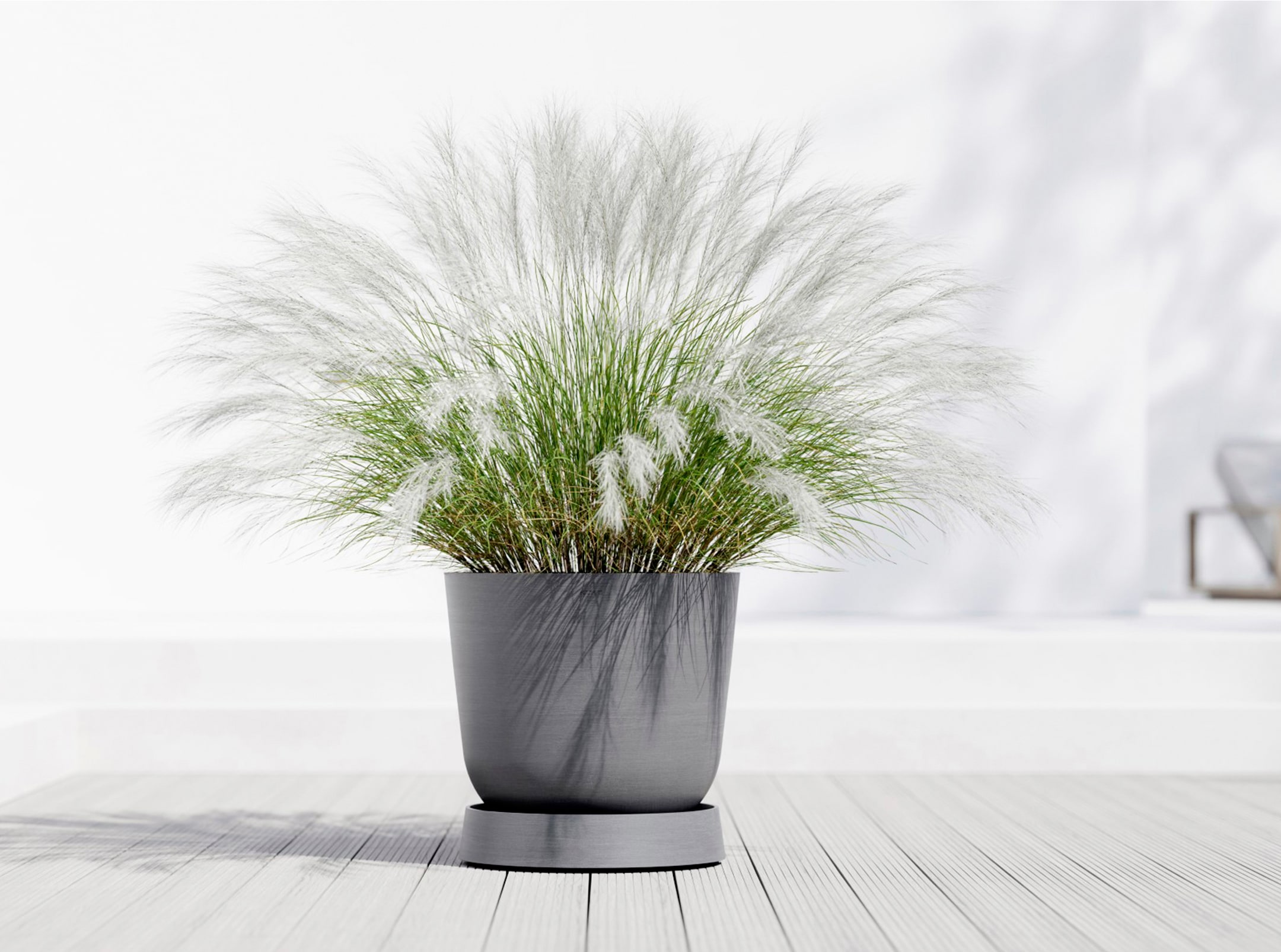 ECOPOTS Topfuntersetzer »mit Rollen Oslo 55 Grau«, für innen und außen: frostsicher, bruchsicher und lichtbeständig