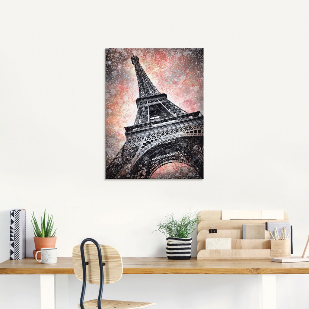 Artland Glasbild »Modern Art Eiffelturm«, Gebäude, (1 St.)