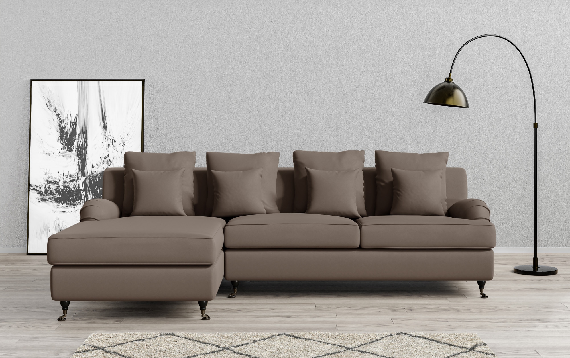 Guido Maria Kretschmer Home&Living Ecksofa »NORIN L-Form«, zwei Fußarten: vorne - Rollen, hinten - Holzfüße
