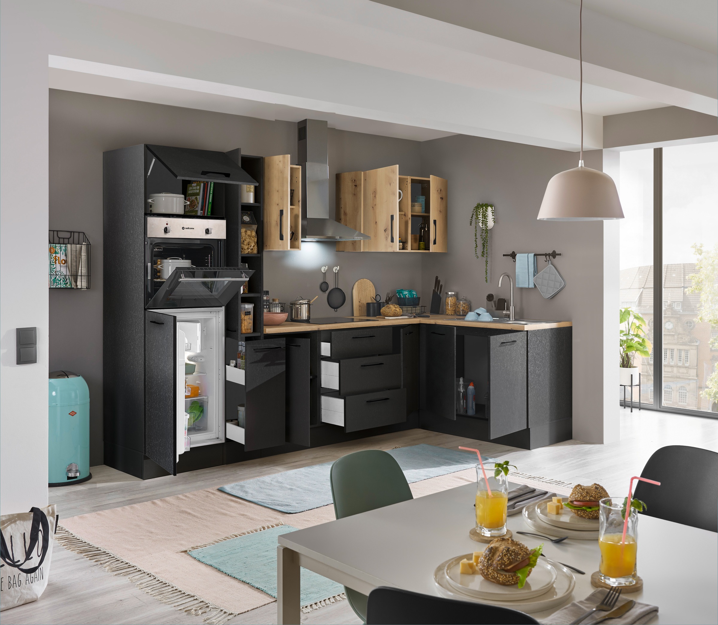 BASIC by Balculina Winkelküche »Turin«, Stellbreite 300x175 cm, wahlweise mit E-Geräten