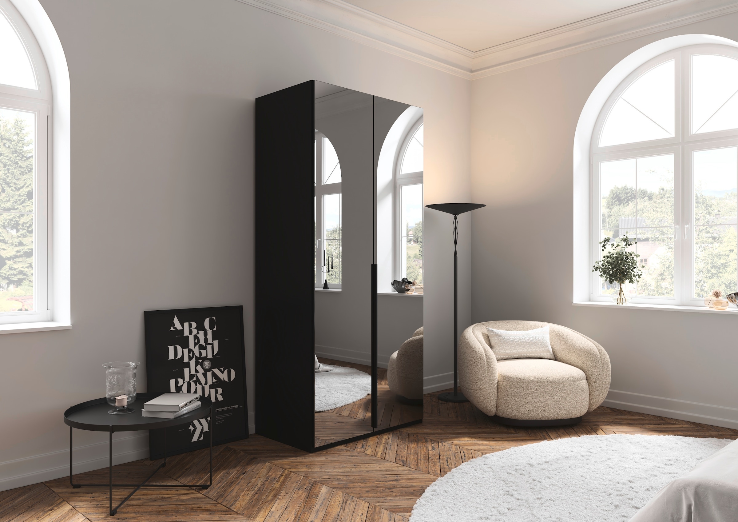 LeGer Home by Lena Gercke Kleiderschrank »Schrank Garderobe Ankleide Schlafzimmer Flur Serina«, (in 3 verschiedenen Ausstattungen BASIC/CLASSIC/PREMIUM), in 6 Breiten (101 - 401 cm) mit Front Glas oder Dekor MADE IN GERMANY