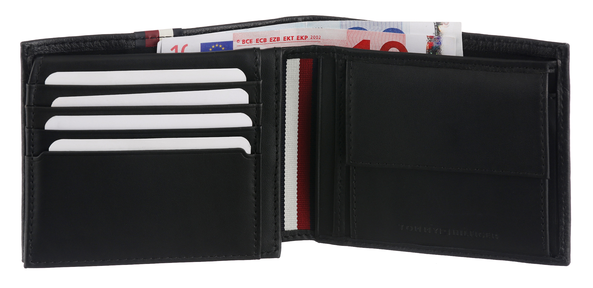 Tommy Hilfiger Geldbörse »TH PREM LEA CC FLAP AND COIN«, Men Geldbeutel, Portemmonnai mit Logo-Schriftzug und Logoflag