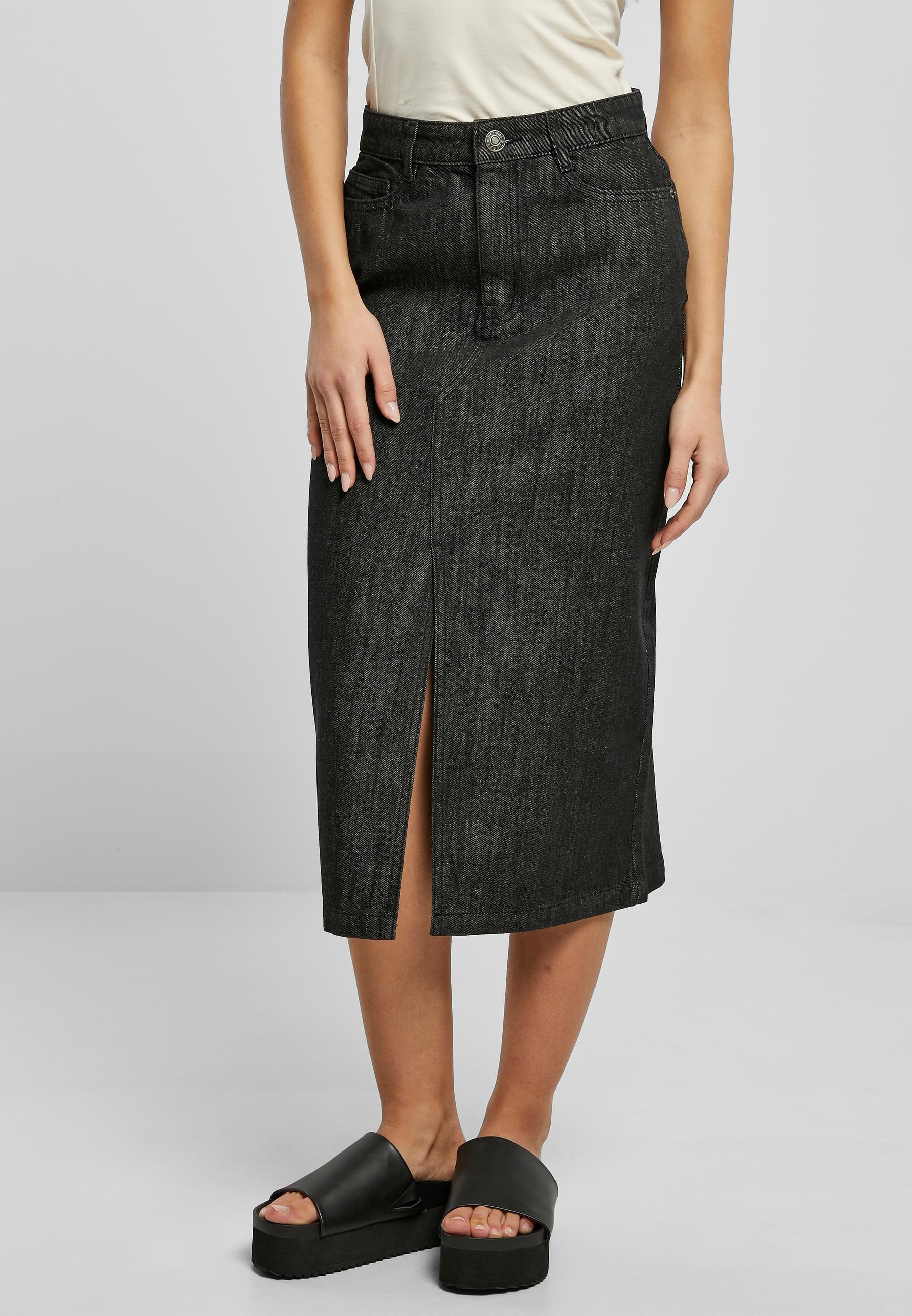 URBAN CLASSICS Jerseyrock »Urban Classics Damen Ladies Midi Denim Skirt«, 1 Stk.
