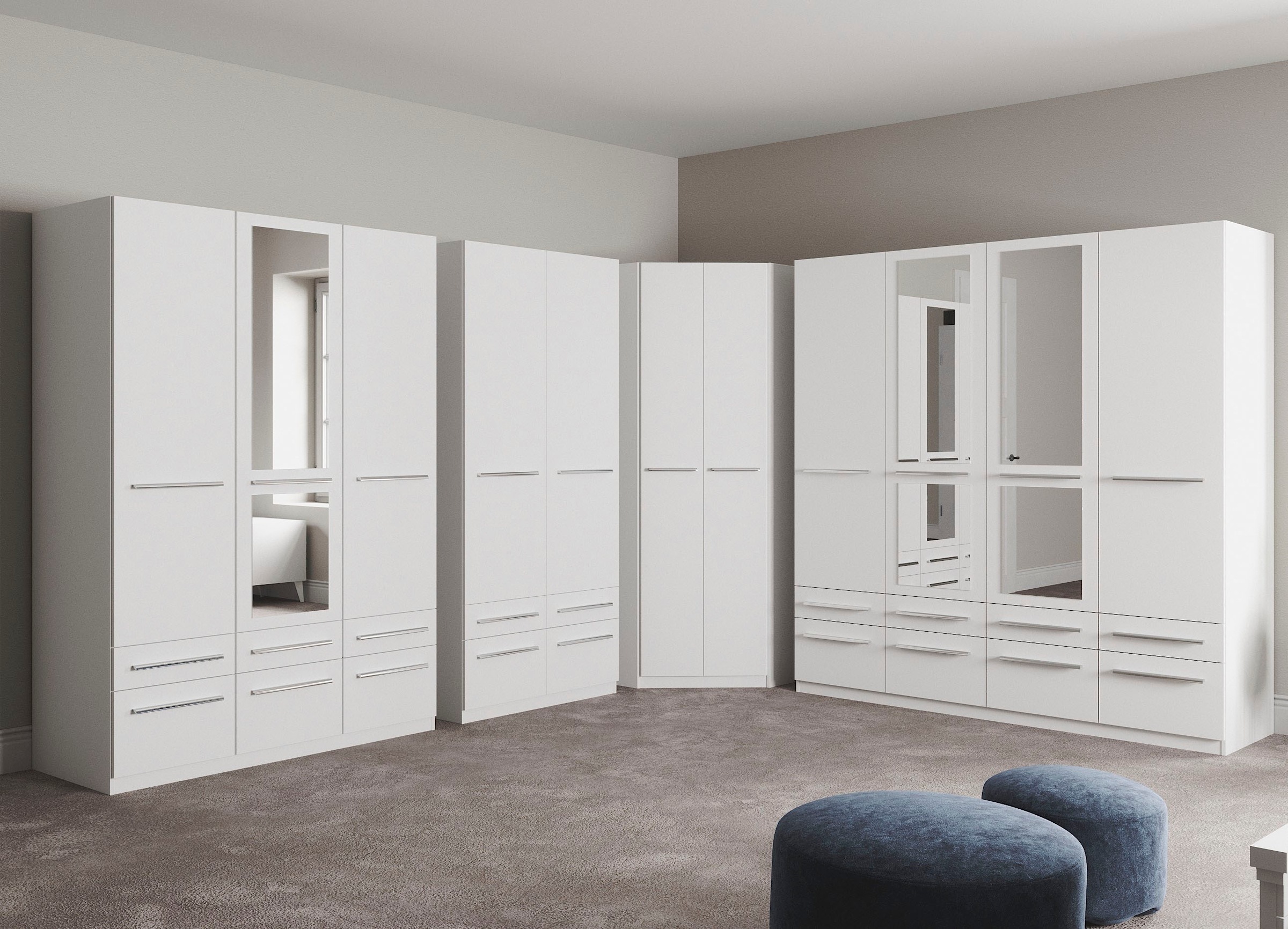 priess Kleiderschrank »Schrank Garderobe Wäscheschrank Barcelona in 5 Breiten«, viel Stauraum, geräumige Schubkästen, mit Spiegel, MADE IN GERMANY