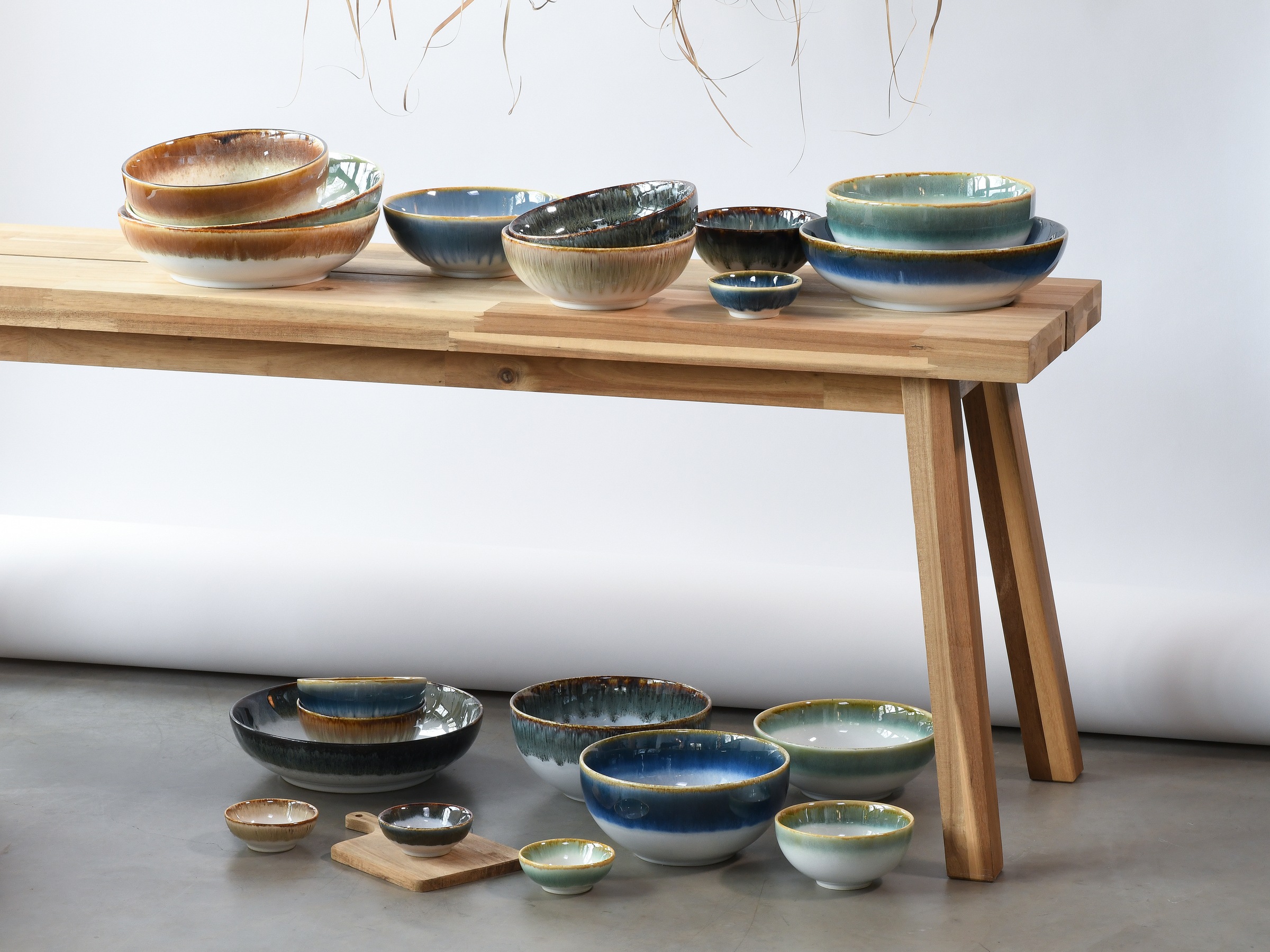 CreaTable Schale »Cascade, Bowl Set 12-tlg«, 12 tlg., aus Steinzeug, Rekativglasur, Healthy Food