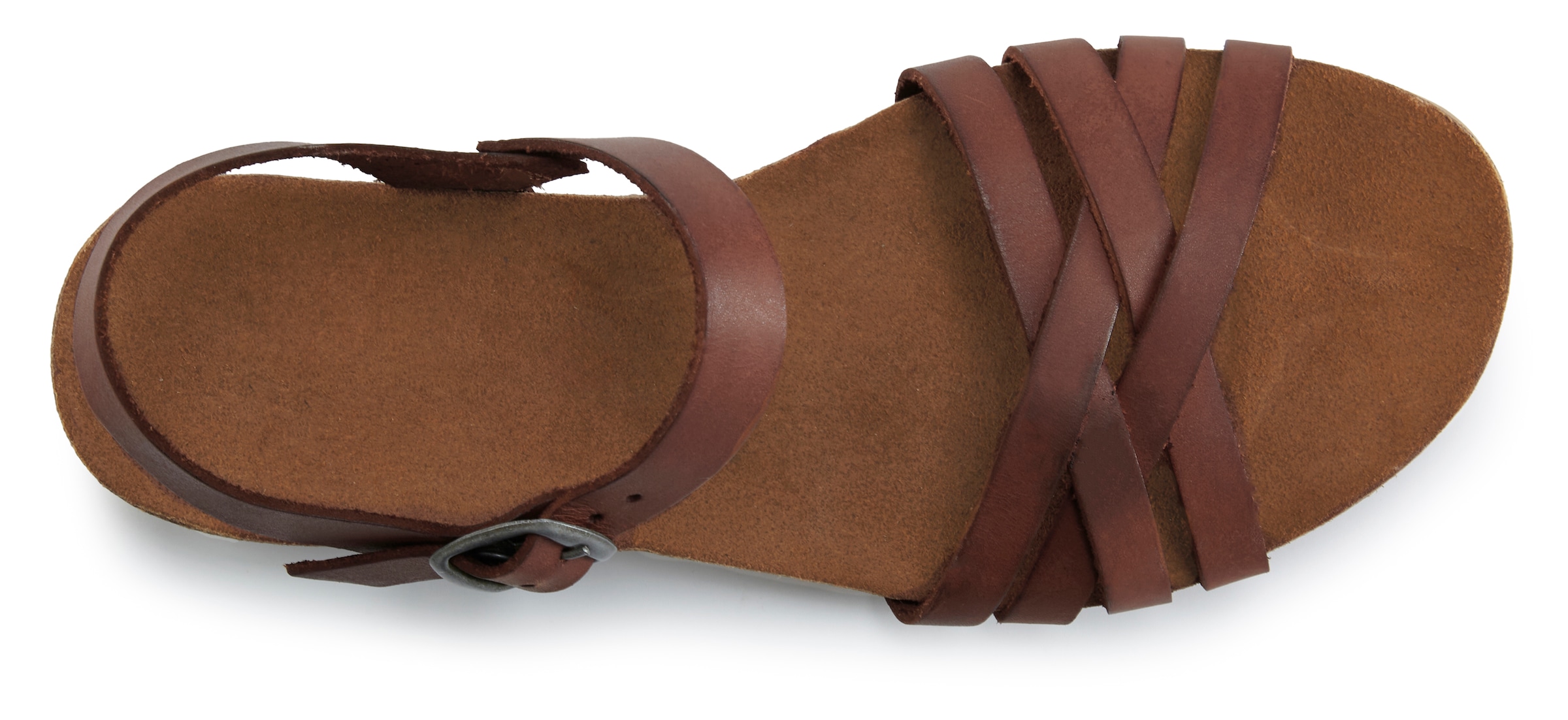 LASCANA Sandale »Sandalette, Sommerschuh, offener Schuh,«  aus Leder mit Korkfußbett