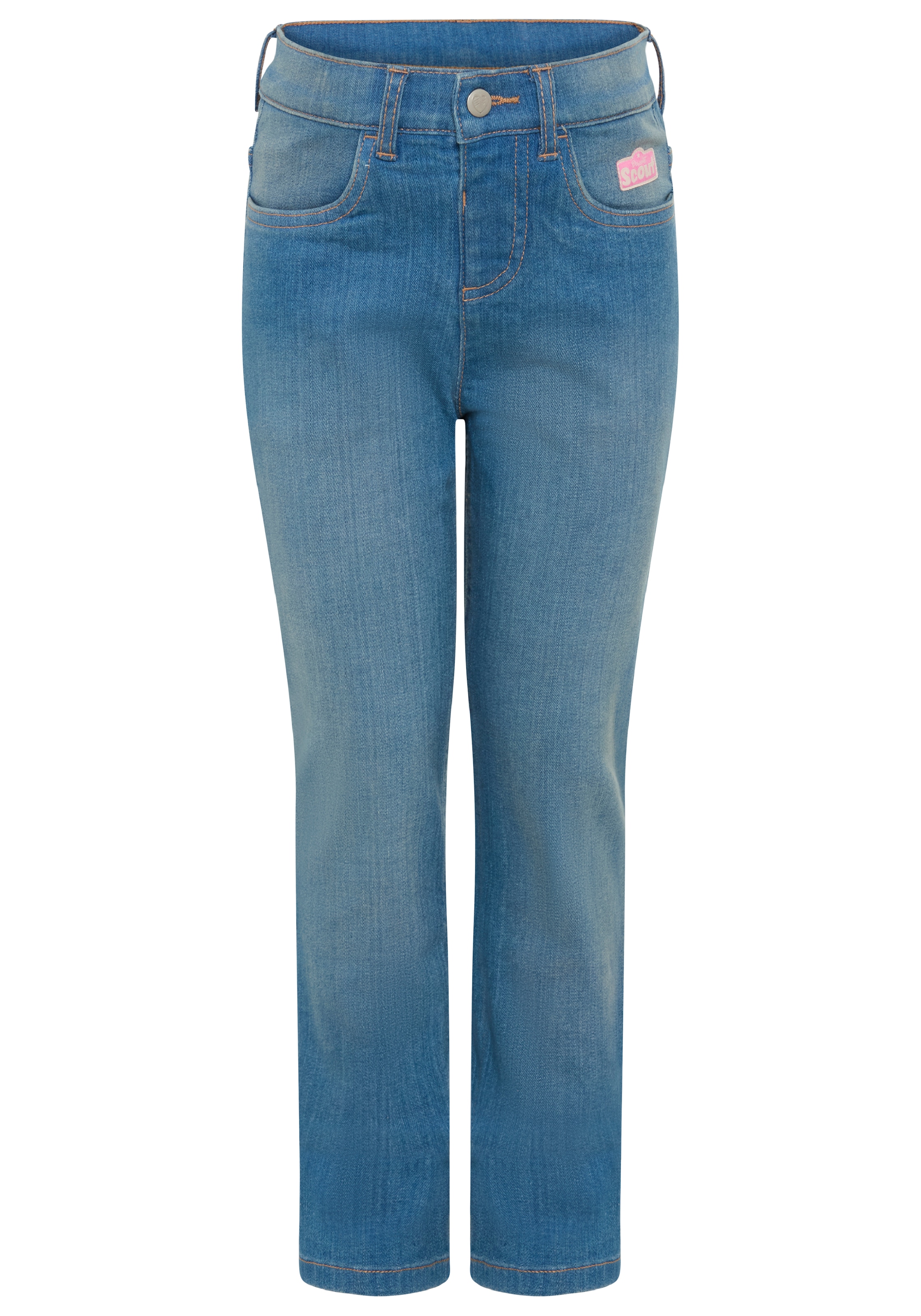 Scout Schlupfjeans »Stretchjeans mit Herztaschen  - NEU von SCOUT« gerader Beinverlauf, normale Leibhöhe, mit Gummizug