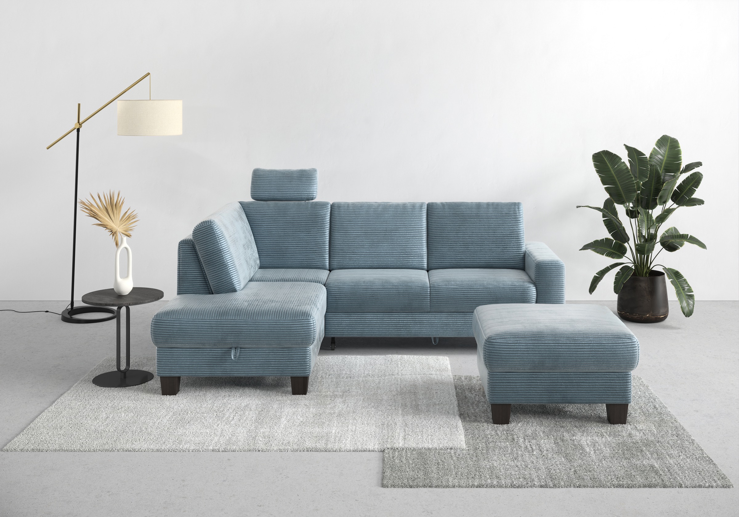 Home affaire Ecksofa »Summer L-Form«, mit Ottomane, mit oder ohne Bettfunktion und Bettkasten, Cord-Bezug