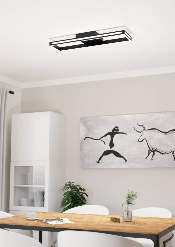 EGLO Deckenleuchte »SALVILANAS-Z«, 1 flammig, Leuchtmittel LED-Modul | LED wechselbar, App und Sprachsteuerung Alexa, dimmbar, Metall Deckenlampe schwarz