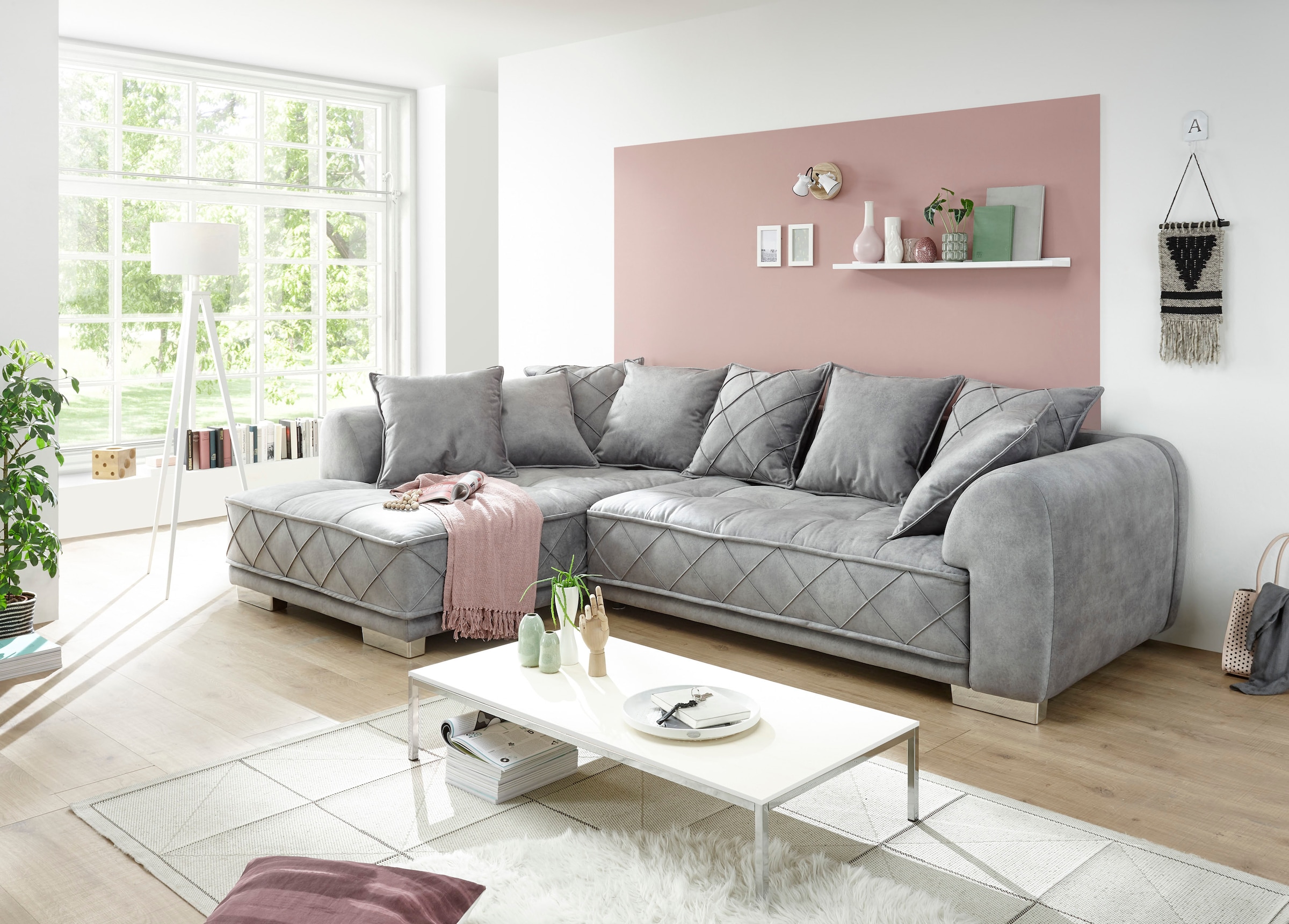 ED EXCITING DESIGN Ecksofa »Sentina L-Form« mit Rückenkissen günstig online kaufen