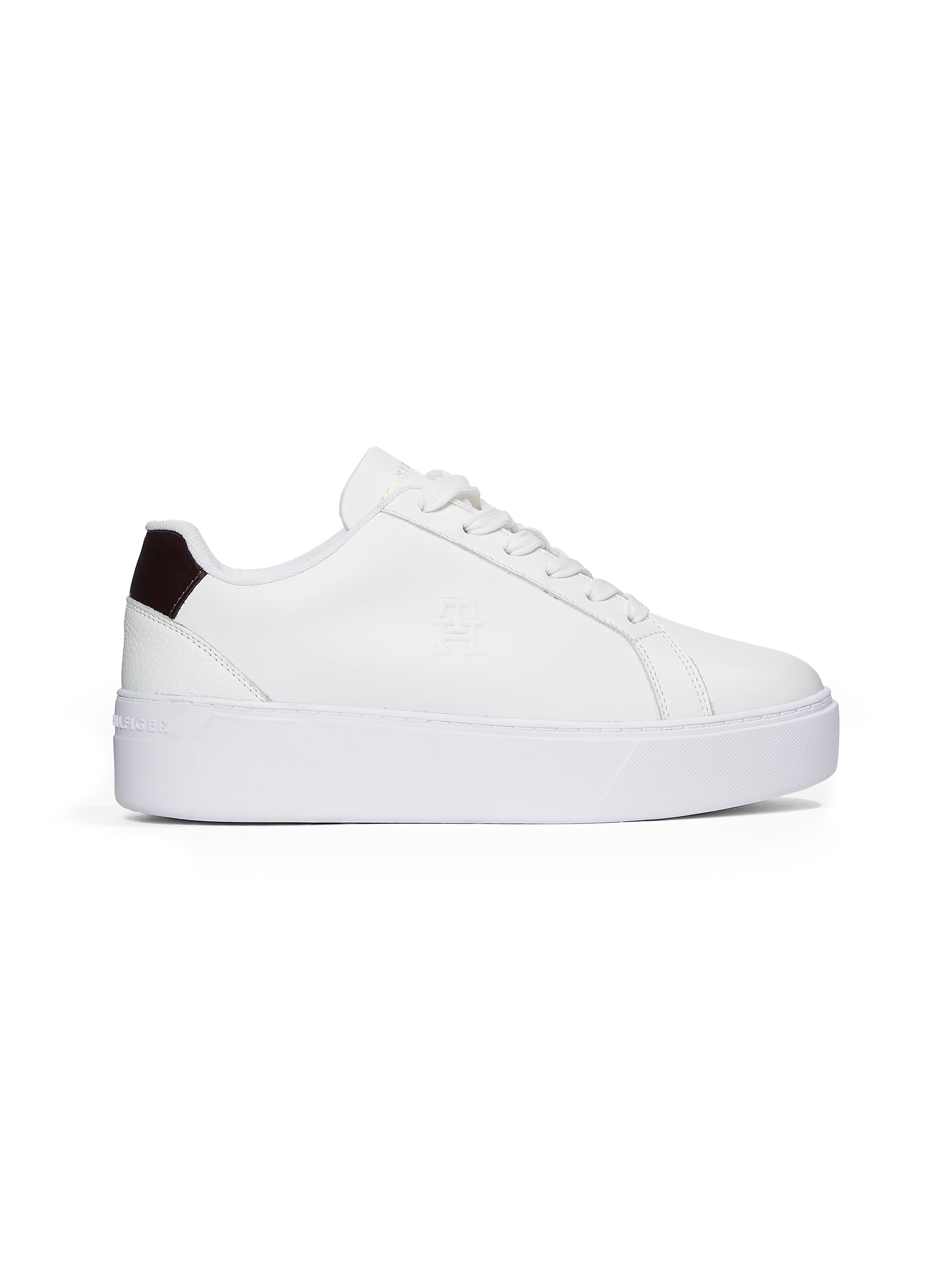 Tommy Hilfiger Plateausneaker »TH PLATFORM COURT SNEAKER«, Freizeitschuh, Halbschuh, Schnürschuh, Kontrastbesatz an der Ferse