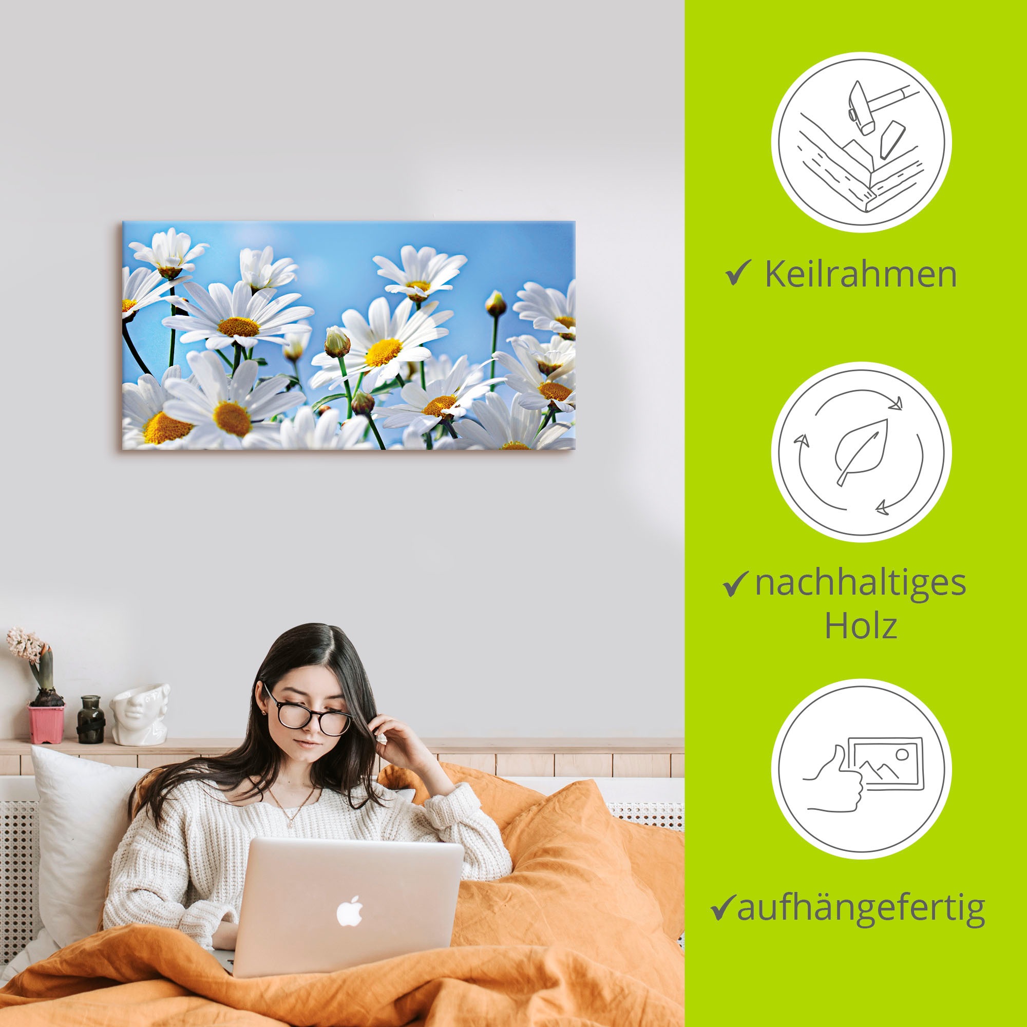 Artland Wandbild »Blumen - Margeriten«, Blumen, (1 St.), als Alubild, Outdoorbild, Leinwandbild in verschied. Größen