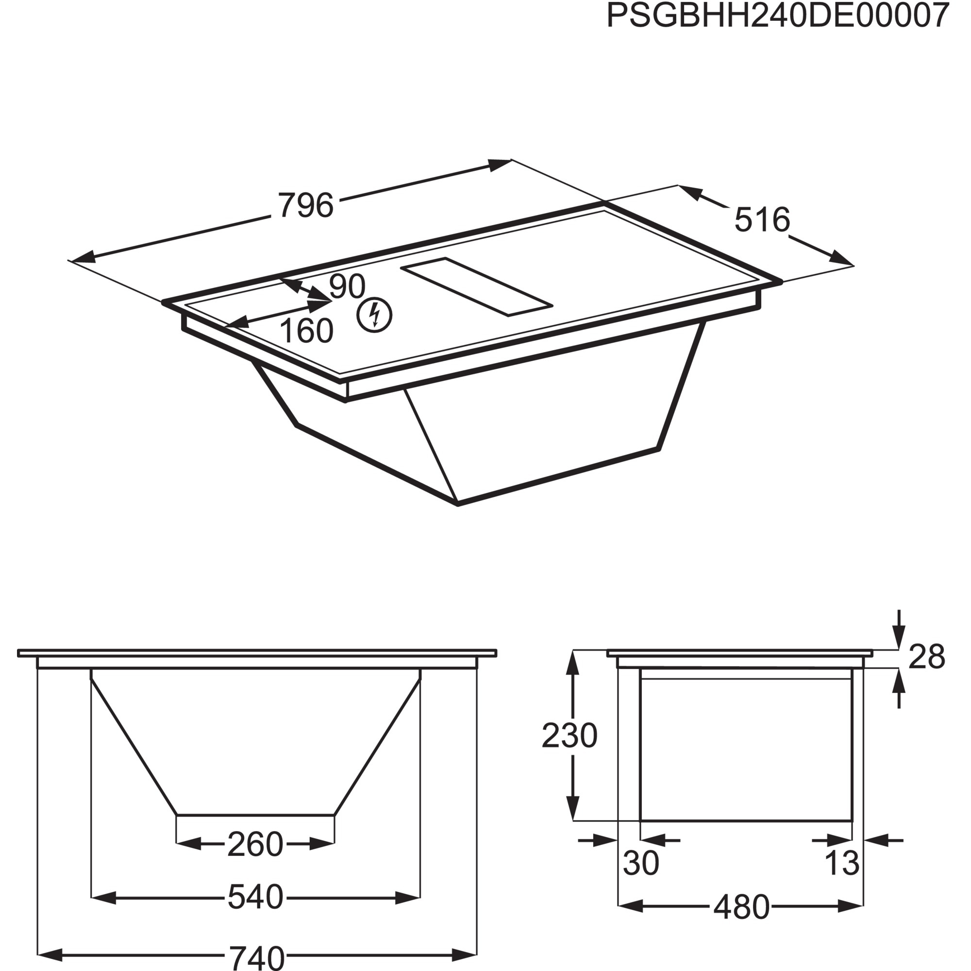 AEG Kochfeld mit Dunstabzug »TT84CA0FRB« Induktionskochen mit integr. Dunstabzug: frische Luft, Made in Germany