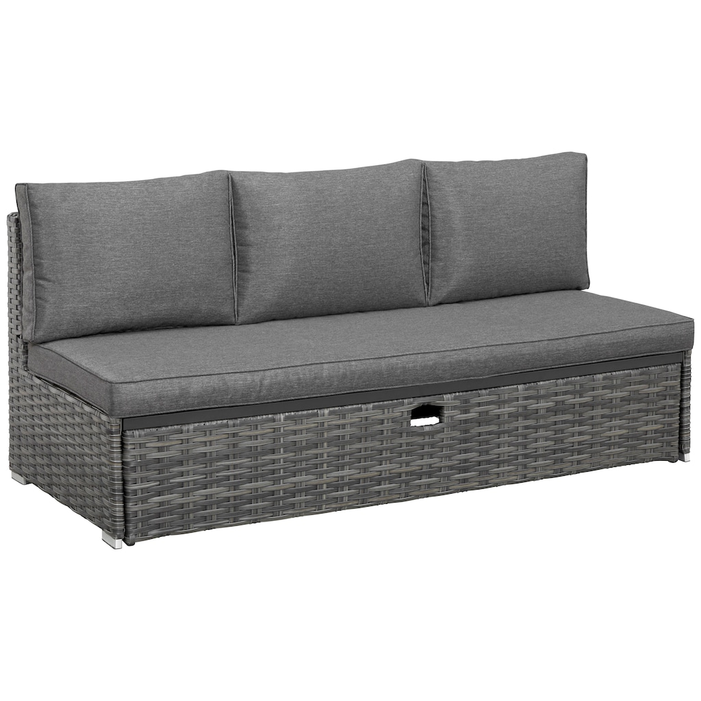 KONIFERA Gartenlounge-Set »New York«, (21 tlg., 1x 3er AZ-Sofa, 1x Ecke, 1x Sessel, 1x Ottomane mit Staufach, 1x Tisch)