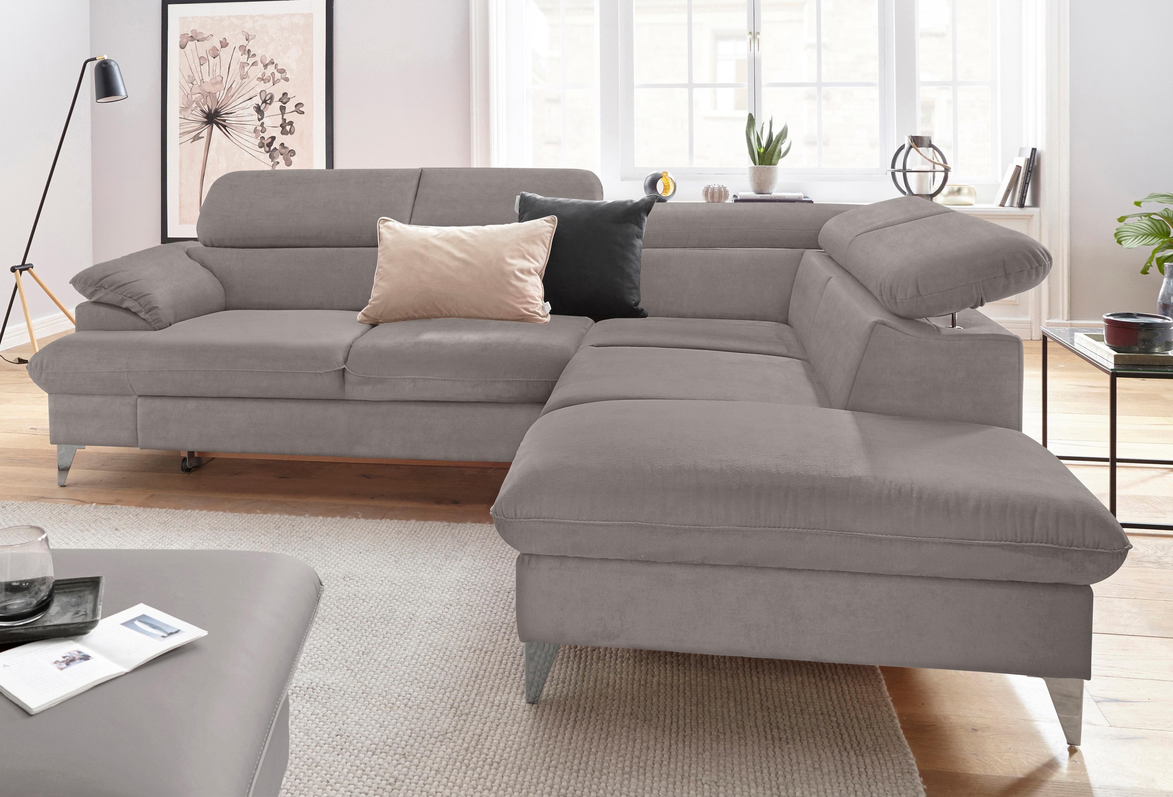 COTTA Ecksofa »Caluso L-Form«, mit Kopfteilverstellung, wahlweise mit Bettfunktion & Bettkasten