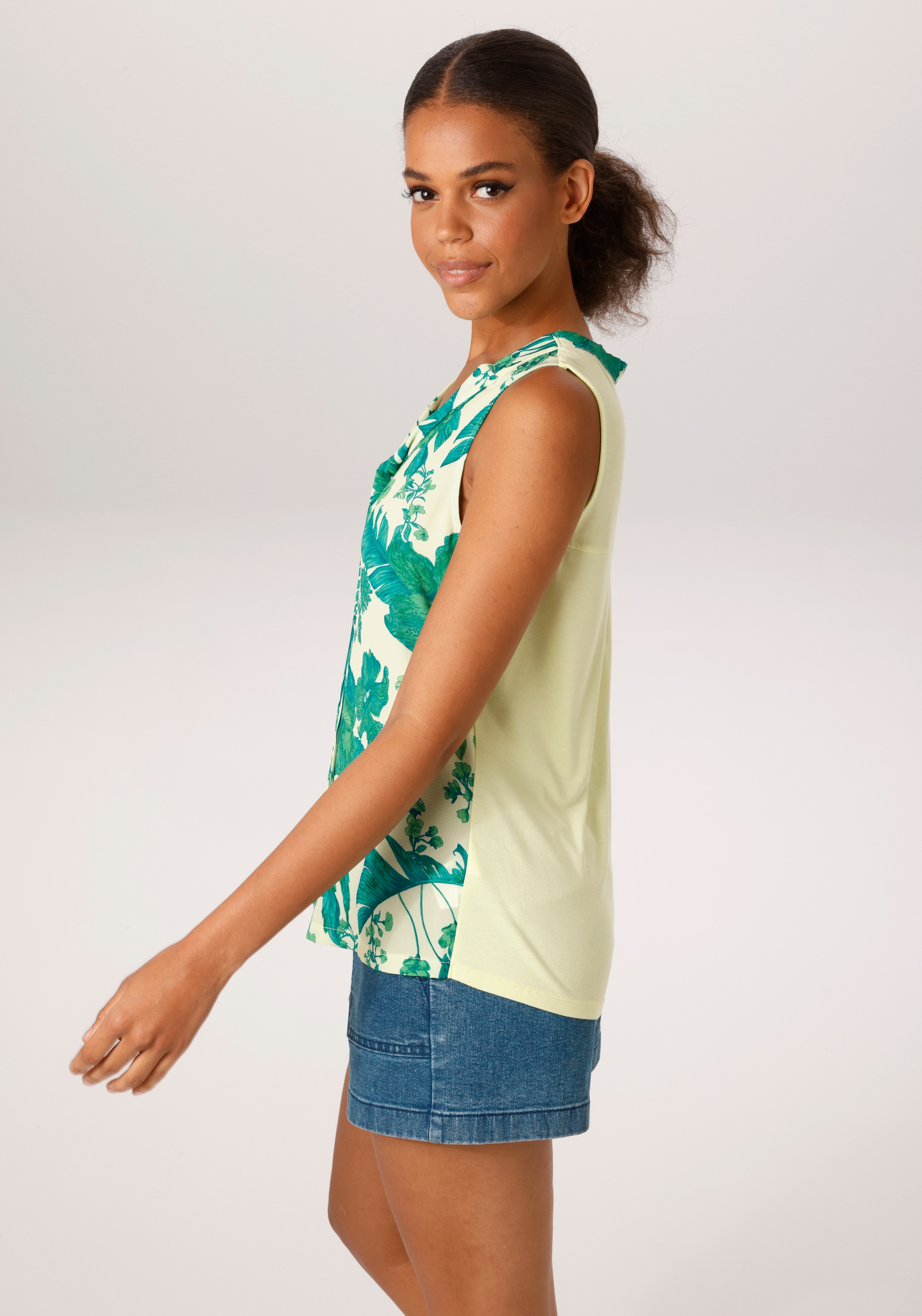 Aniston CASUAL Blusentop mit farbharmonischen Blumen und Blättern bedruckt - NEUE KOLLEKTION