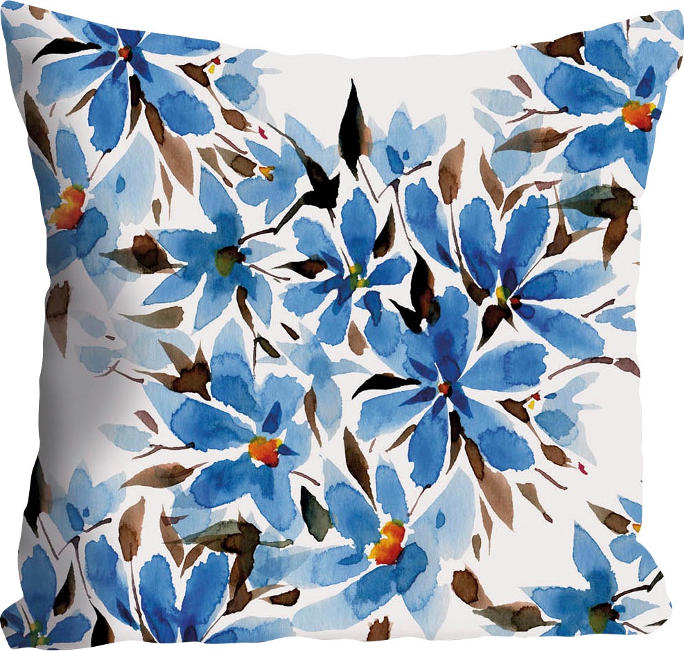 queence Dekokissen »Julian«, Kissenhülle,Blumen,Blau,Weiß,Floral,Elegant,Fr günstig online kaufen