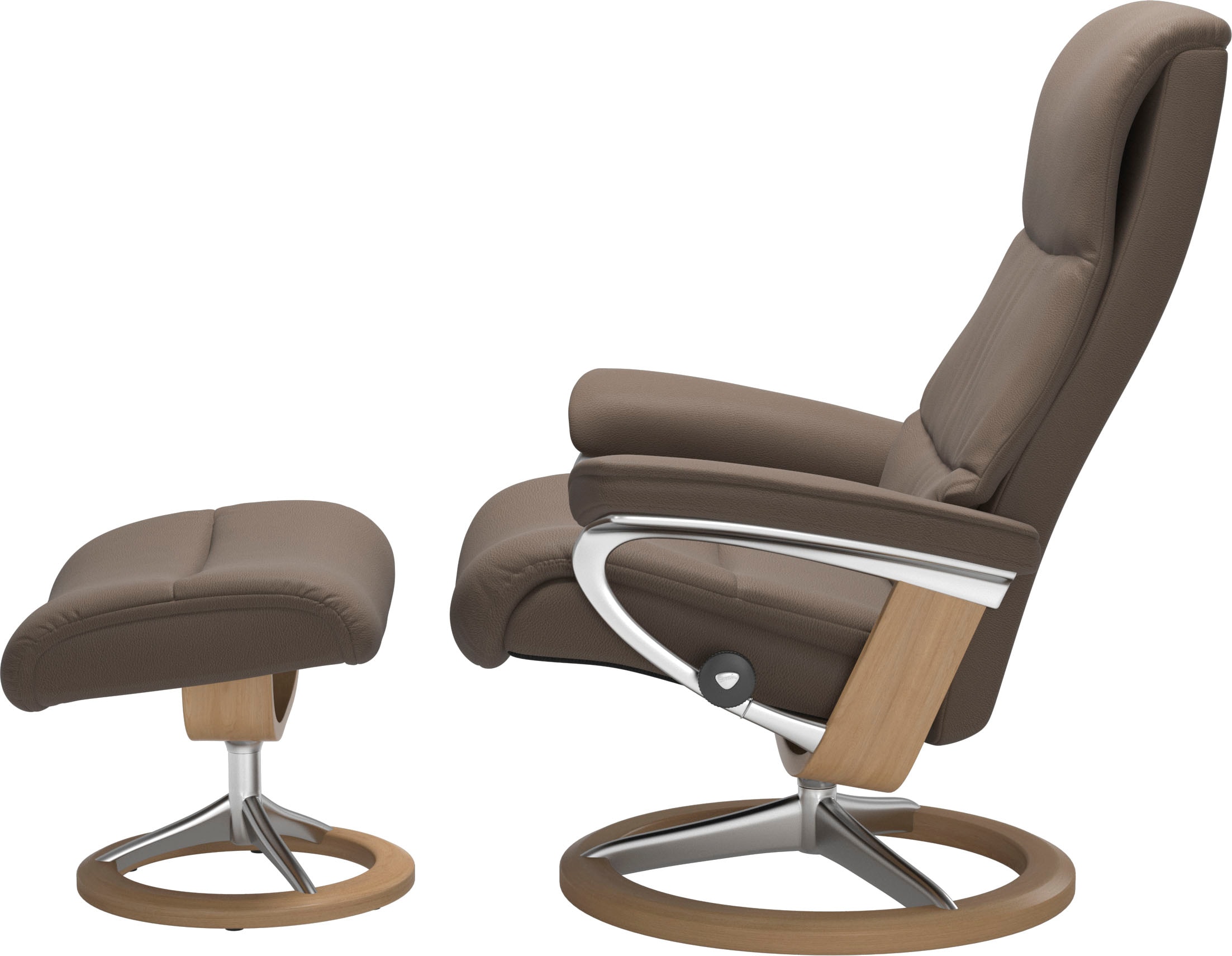 Stressless® Relaxsessel »View«, (Set, Relaxsessel mit Hocker), mit Signature Base, Größe M,Gestell Eiche