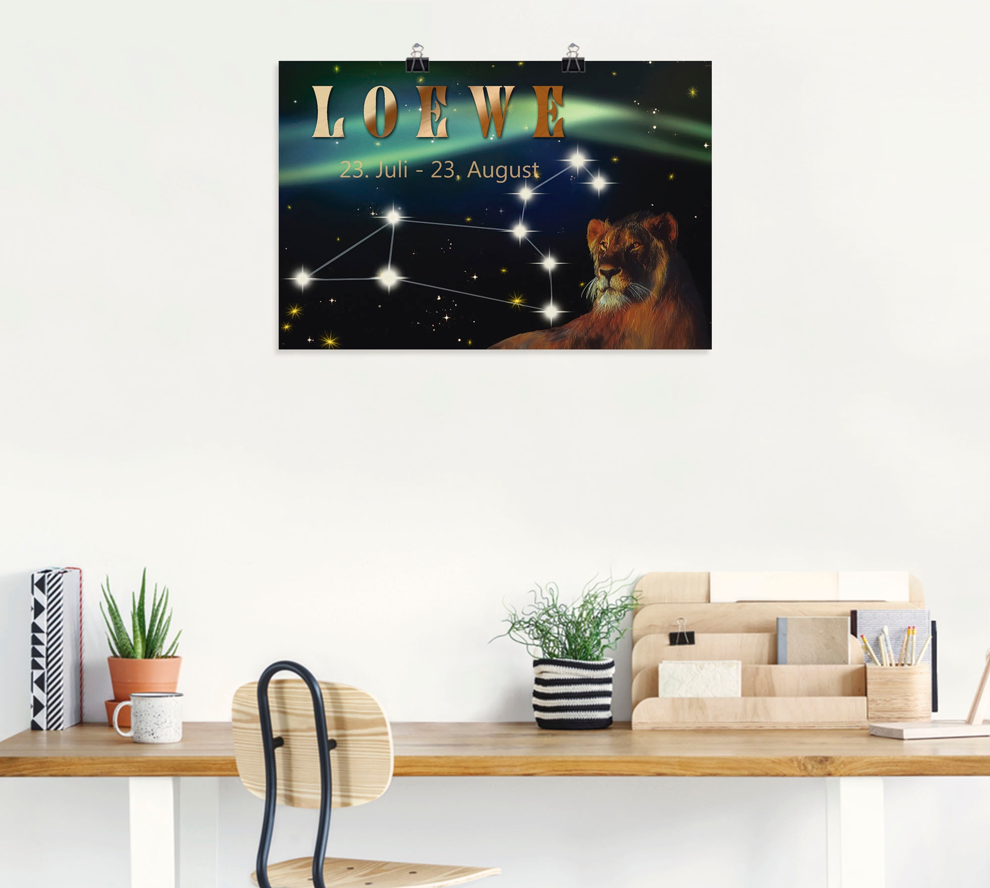 Artland Wandbild »Sternzeichen - Löwe«, Bilder von Sternzeichen, (1 St.), als Leinwandbild, Poster, Wandaufkleber in verschied. Größen