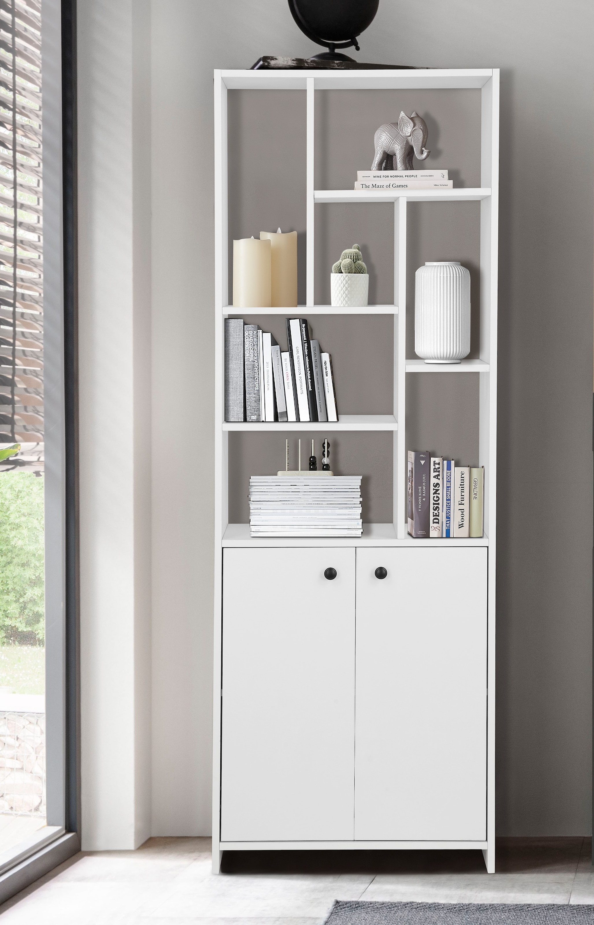 INOSIGN Mehrzweckschrank »Ezzell«, 7 offene Fächer, Metallgriffe, kratzfeste Beschichtung, Maße 60x170 cm